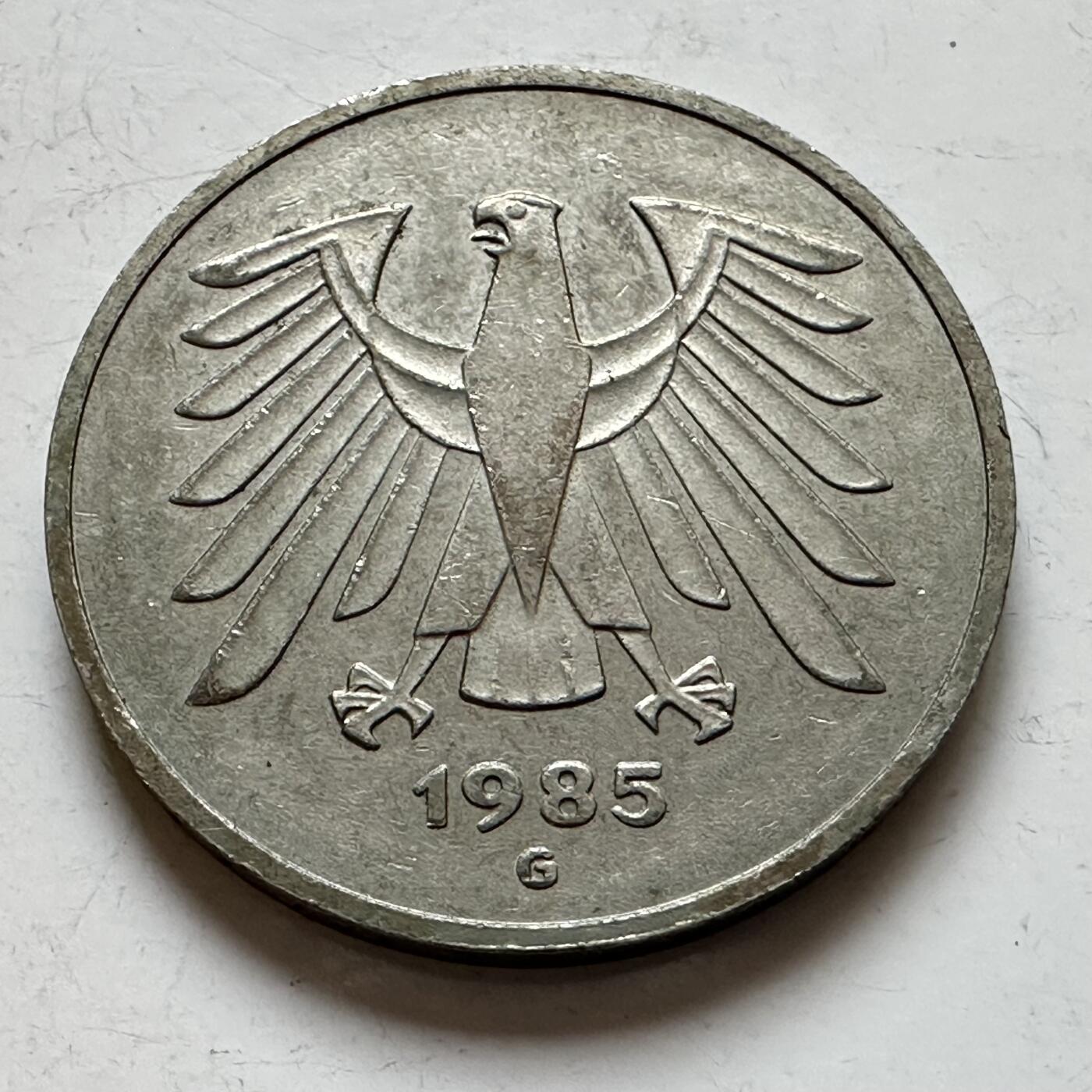 🌹外币初藏🌹🐯2025年第140场  每周二四六晚8️⃣点 接代拍 德国1985年G版5马克