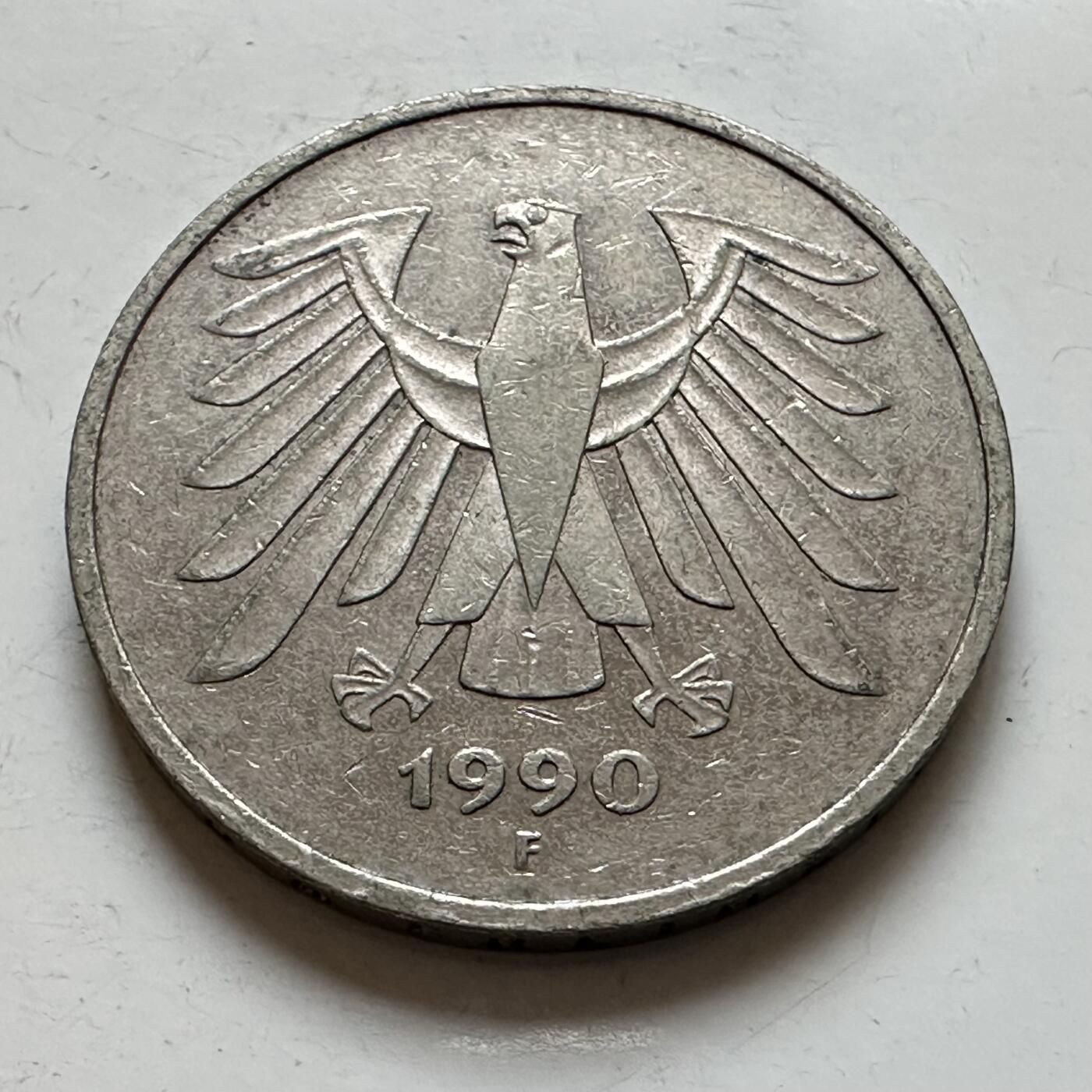 🌹外币初藏🌹🐯2025年第140场  每周二四六晚8️⃣点 接代拍 德国1990年F版5马克