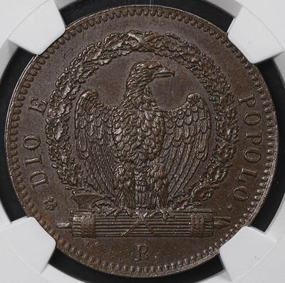 修遠堂世界钱币第九十七期 - NGC MS63BN 1849年罗马共和国3 BAIOCCHI大铜币 稀少品种 