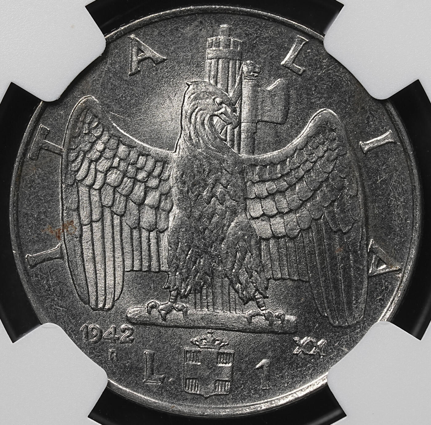 修遠堂世界钱币第九十七期 NGC MS65 1942年意大利1里拉