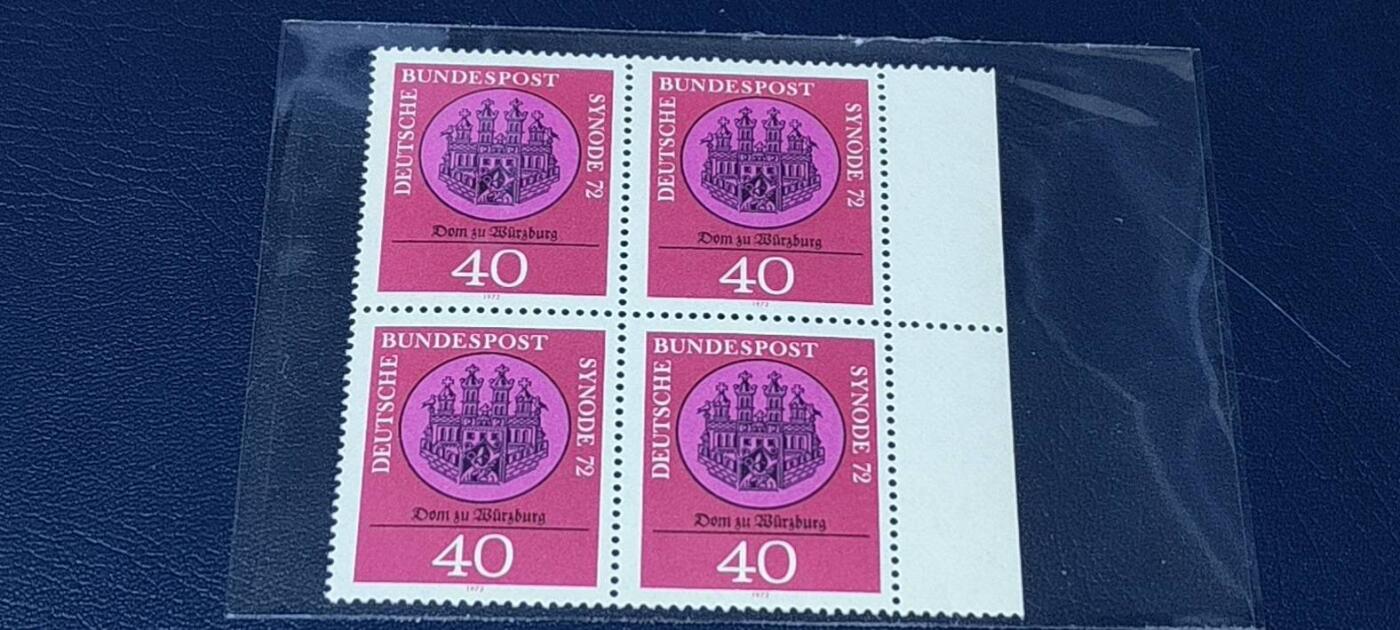 德国邮票专场，都是四方联 德国邮票四方连，1972年发行，宗教大会  维尔茨大教堂  ，品相如图