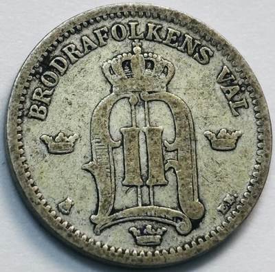 文馨钱币收藏第 285 场，【 长期接收代拍品】银币，评级币，散币场 - 1898 年瑞典奥斯卡二世 25 欧尔银币，600 银