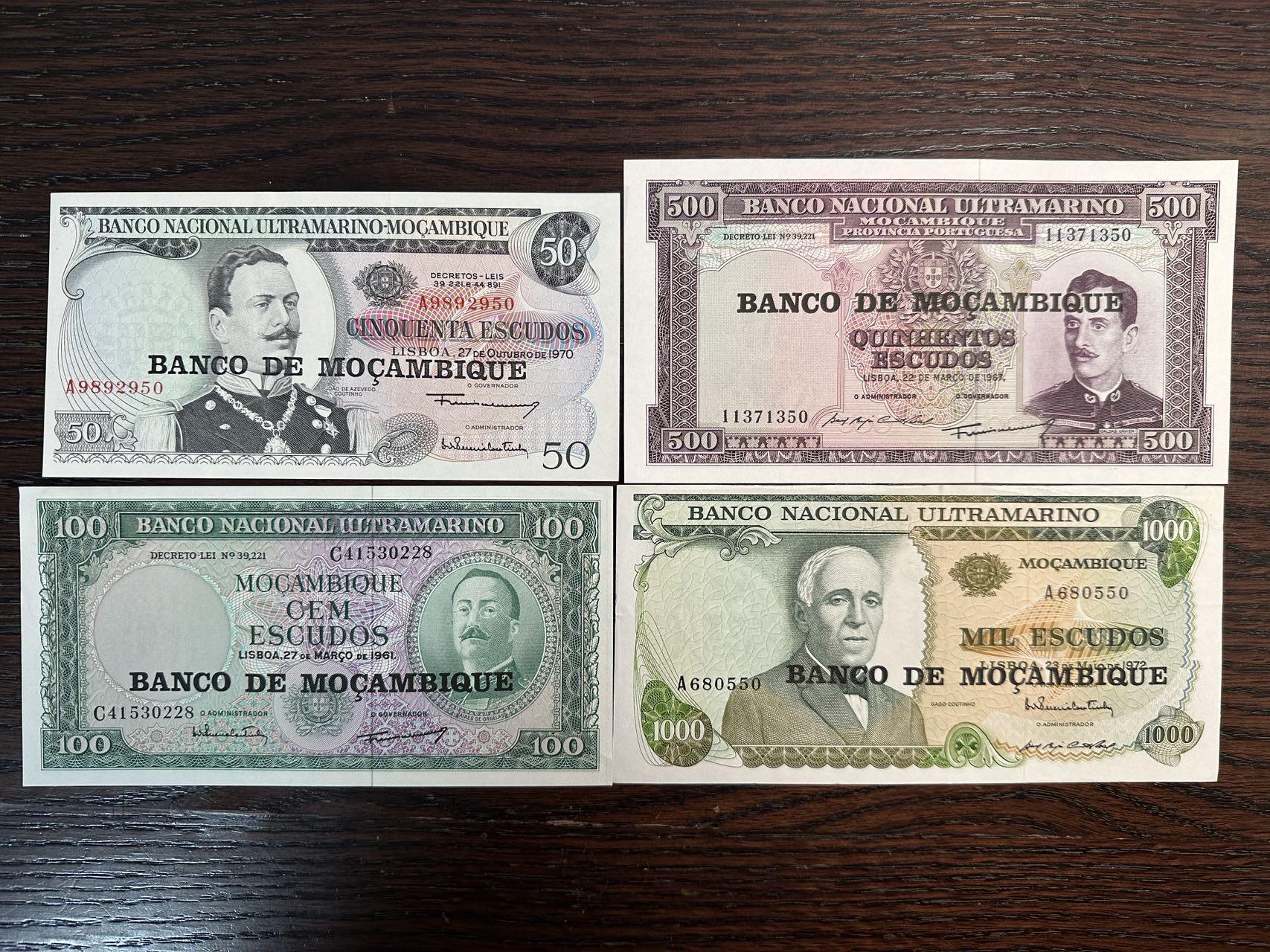 蒂克钱币-第51场 外国平价纸币最后一场 莫桑比克 1976年 独立初期埃斯库多纸币 由原葡属殖民时期的“国家海外银行”改值而来