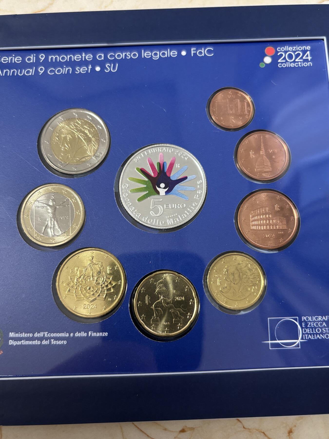 第185期拍卖 意大利2024年罕见病联合基金会25周年套币含银币，925银，18克