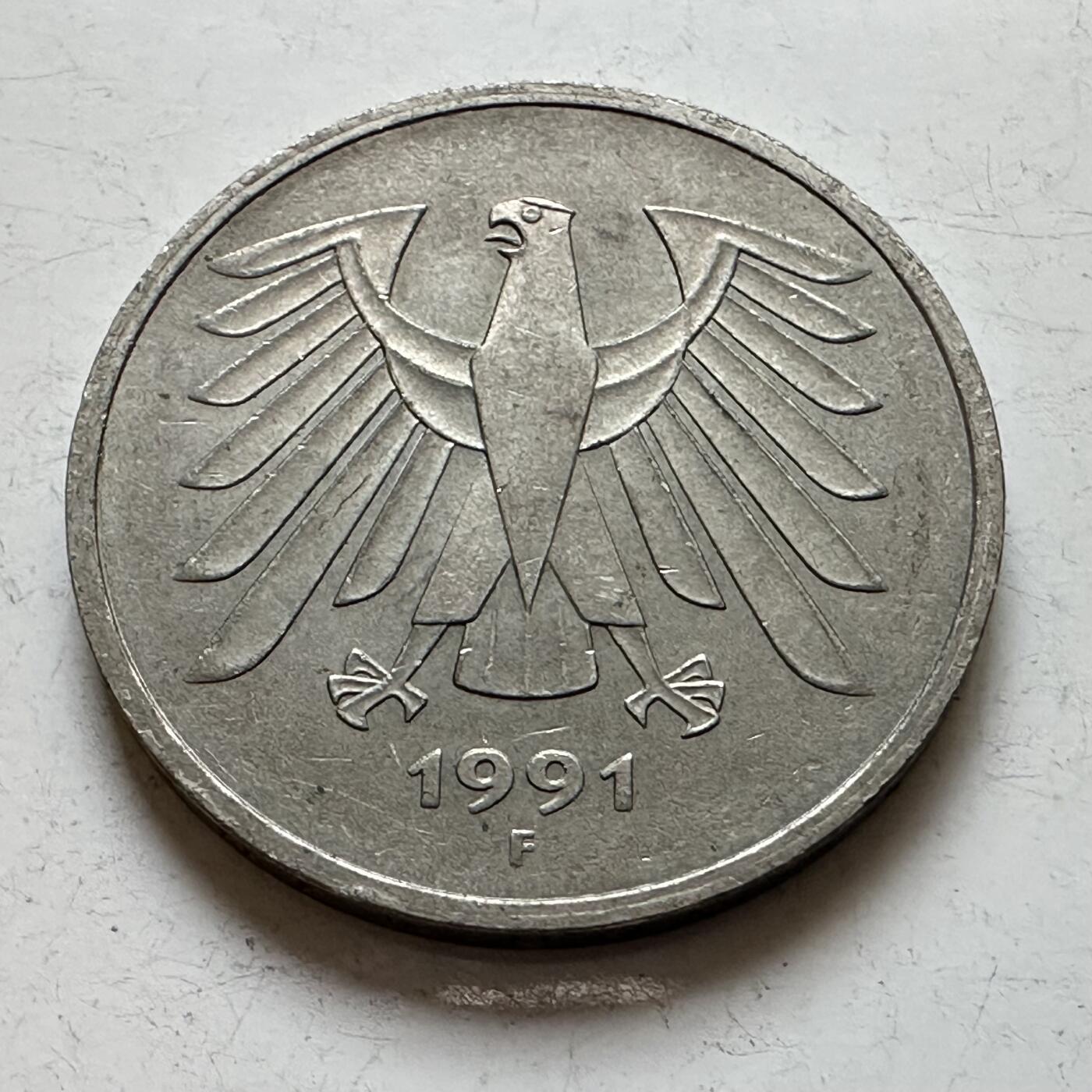 🌹外币初藏🌹🐯2025年第140场  每周二四六晚8️⃣点 接代拍 德国1991年F版5马克