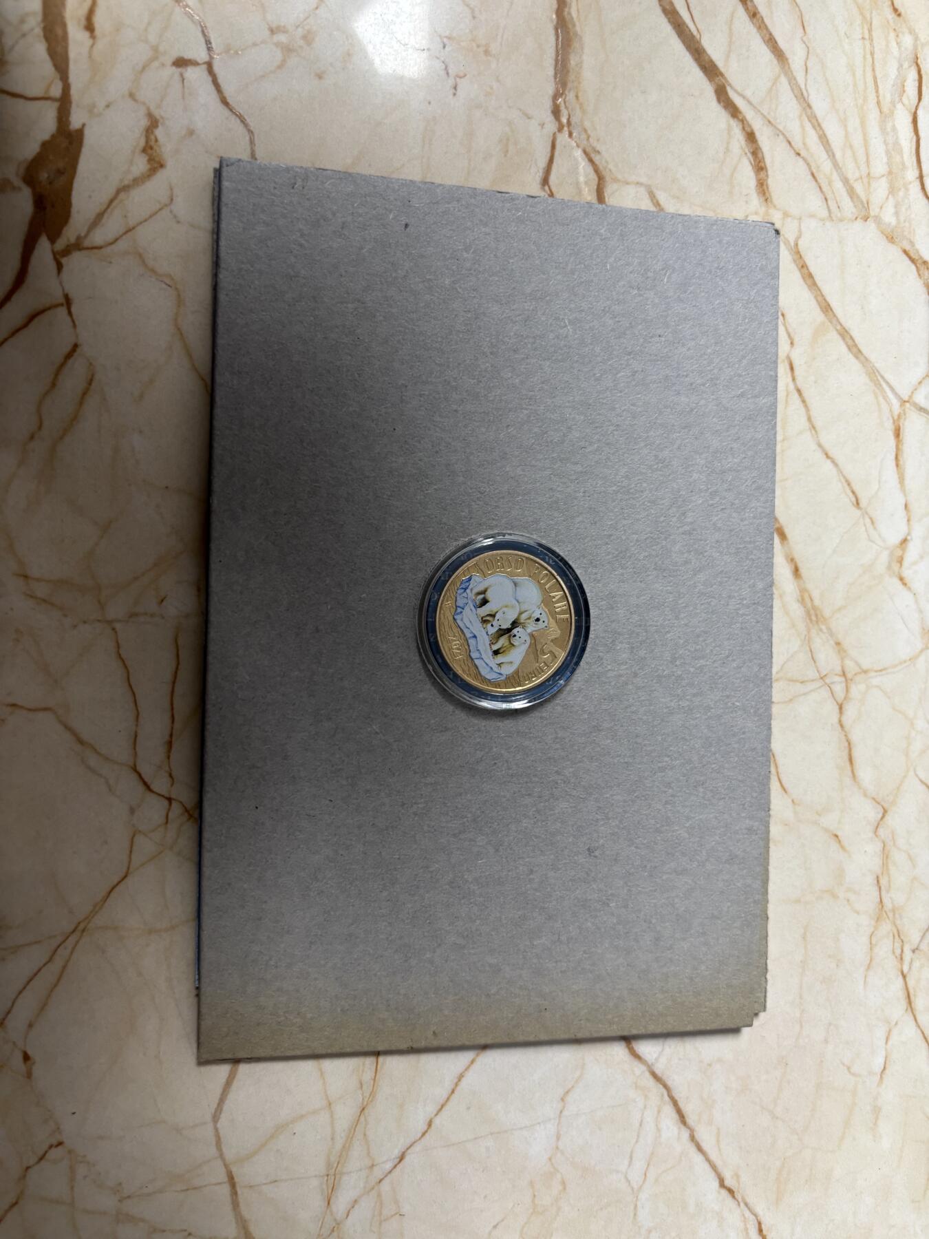 第185期拍卖 卡装意大利2021年动物园系列夜光北极熊5欧精制纪念币