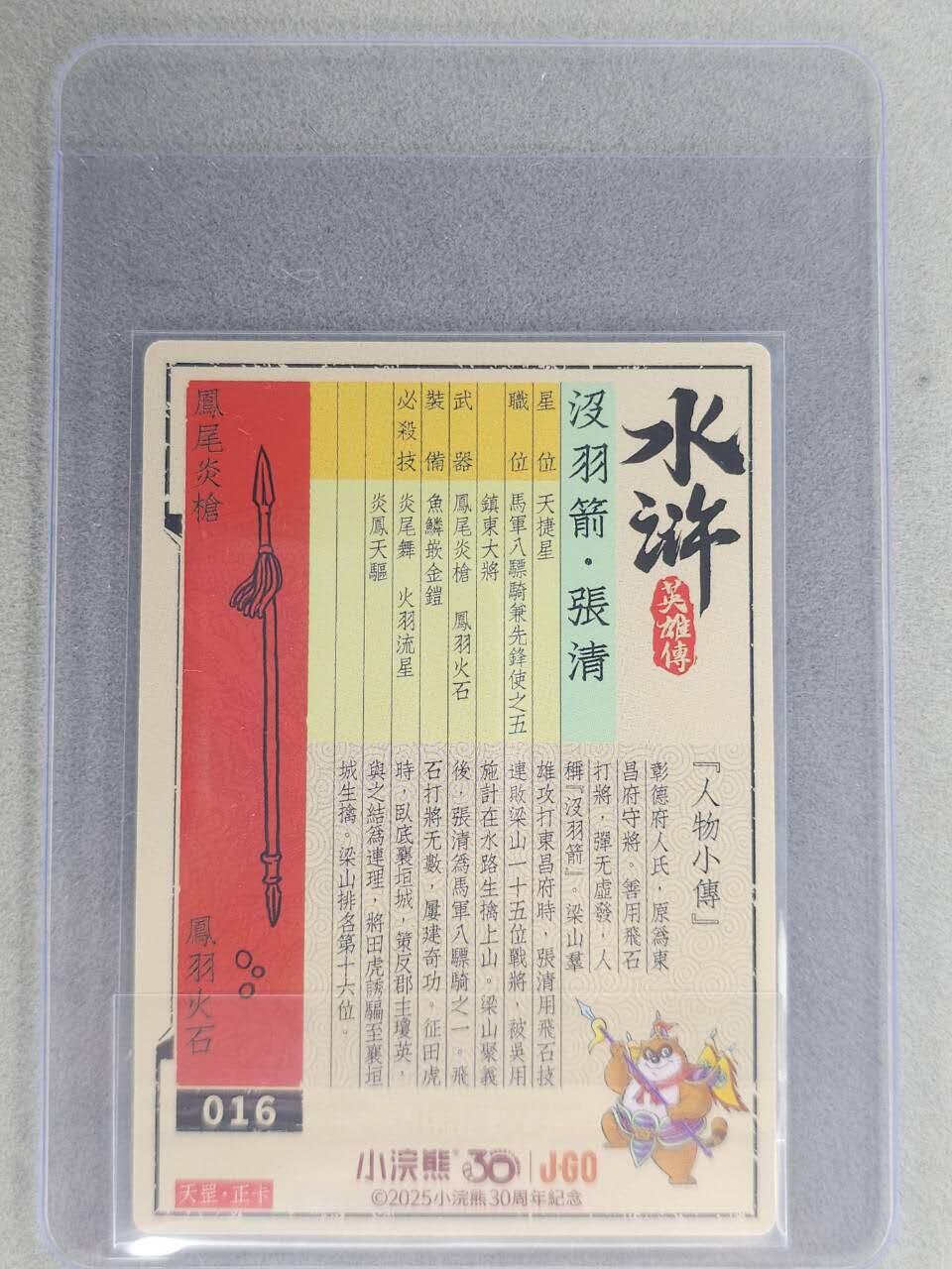 龙虎卡牌六七场 （无佣金，周六结拍，欢迎送拍） 【亲签】冷烫普卡 小浣熊30周年 水浒英雄传-没雨箭张清  (无开箱视频，介意勿拍)