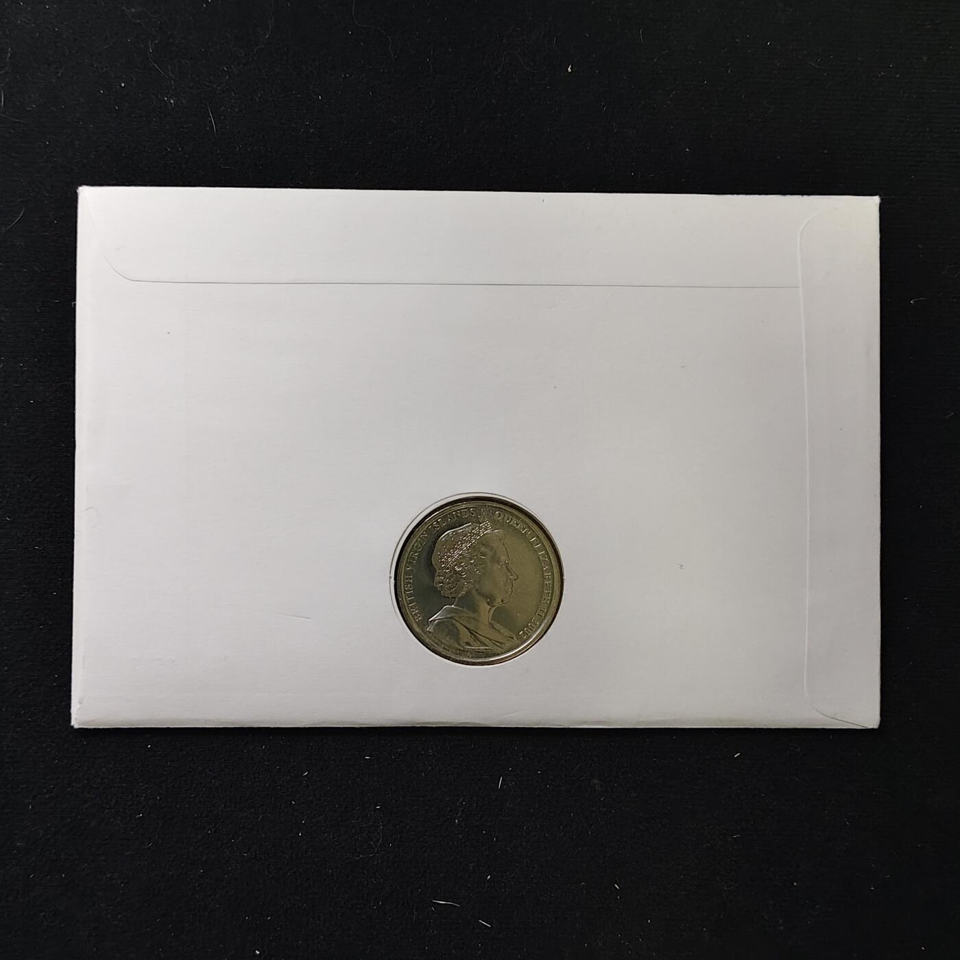 【全场包邮】纯粹捡漏拍485场（免费代拍第22场） 【邮币封】英属维尔京群岛2002年1元女王登基五十周年克朗型纪念币邮币封