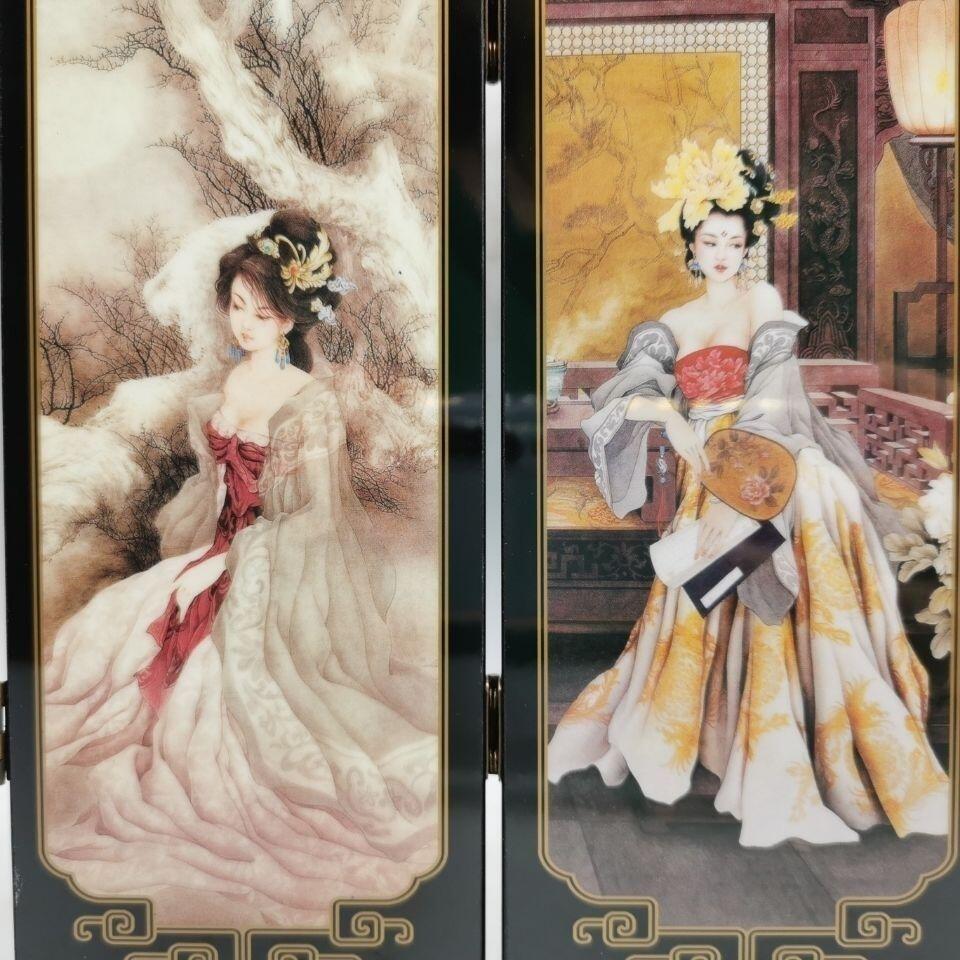 听雨轩（39） [古代仕女图]仿古漆器小屏风 折叠木制
