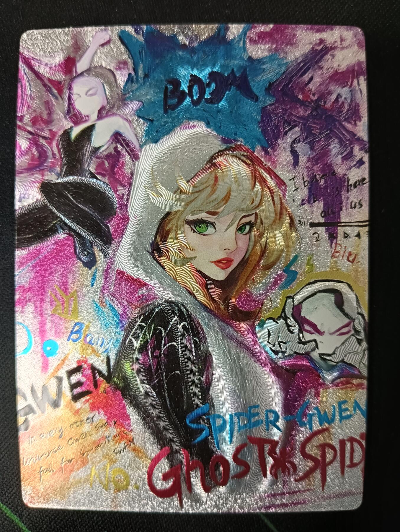 花开卡拍第53期（12月28号周日截拍，品控勿拍!!!拍品不寄存，运费5元，自制卡难免瑕疵，可能存在轻微撞角爆边等出厂瑕疵，品控介意勿拍！） 奇点卡牌 格温 粗闪