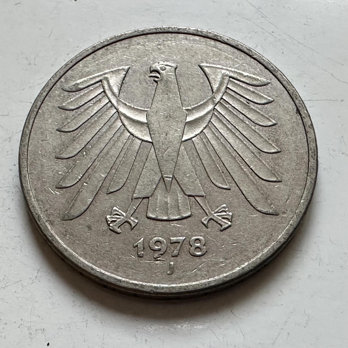 🌹外币初藏🌹🐯2025年第140场  每周二四六晚8️⃣点 接代拍 德国1978年J版5马克