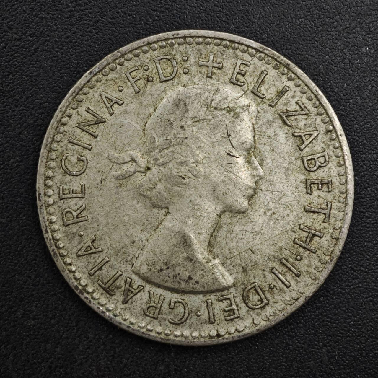 【淘币小摊】实时拍第八百二十五拍   散币场   满百包邮可预留二周 每周一统一发货   澳大利亚1959年伊丽莎白二世一先令银币