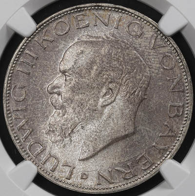 修遠堂世界钱币第九十七期 - NGC MS64 1914年巴伐利亚3马克银币 纸袋包浆