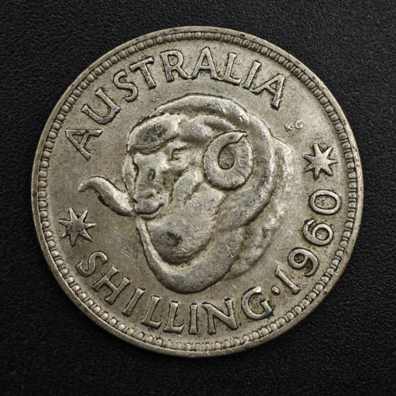 【淘币小摊】实时拍第八百二十五拍   散币场   满百包邮可预留二周 每周一统一发货   澳大利亚1960年伊丽莎白二世一先令银币