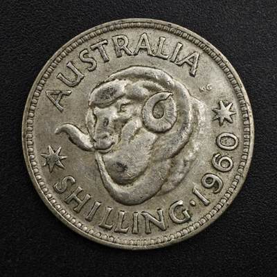 【淘币小摊】实时拍第八百二十五拍   散币场   满百包邮可预留二周 每周一统一发货   - 澳大利亚1960年伊丽莎白二世一先令银币