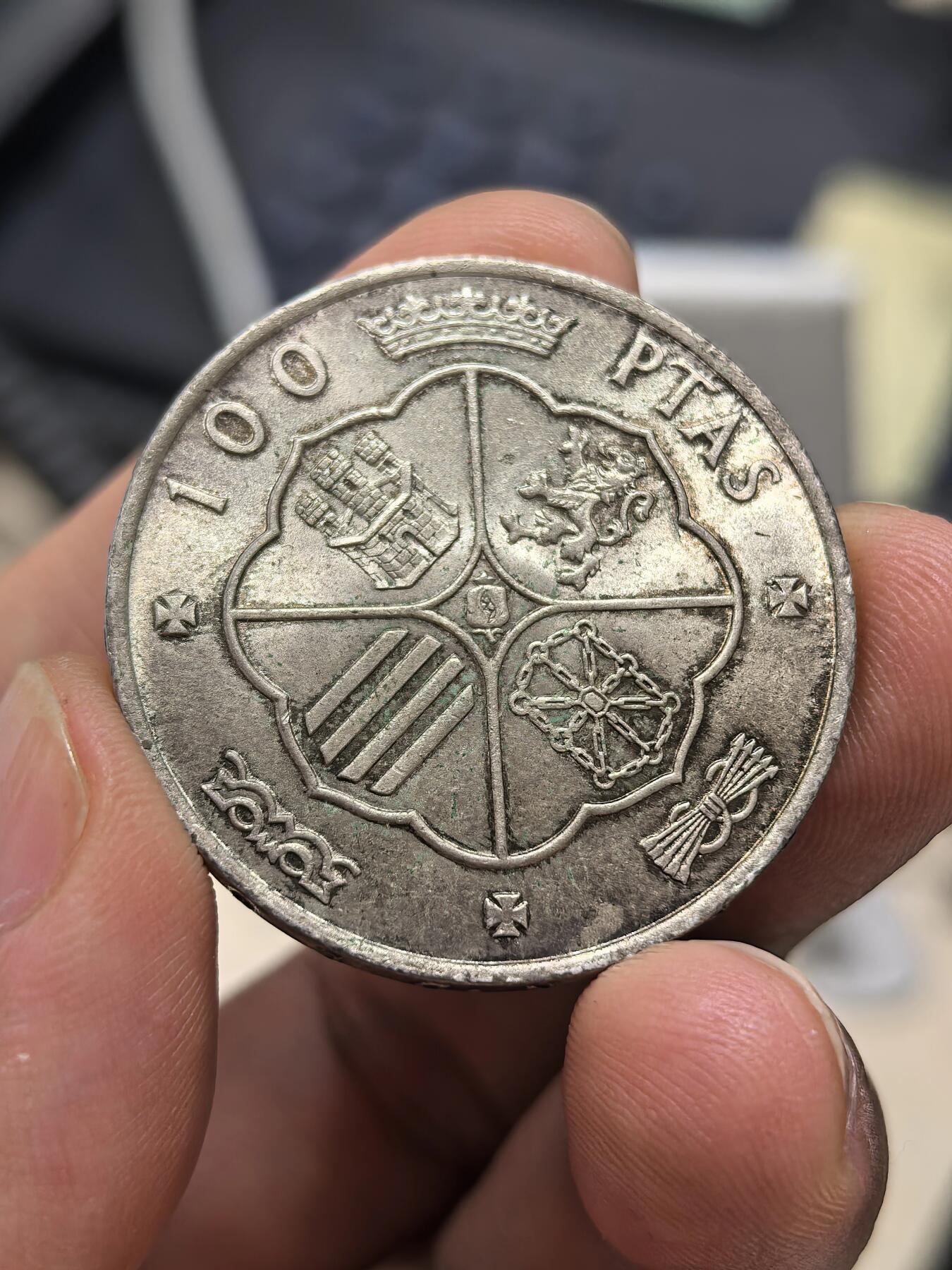 博洋堂世界钱币拍卖第151期（全场包邮） 1966年西班牙王国佛朗哥独裁时期100比塞塔大银币