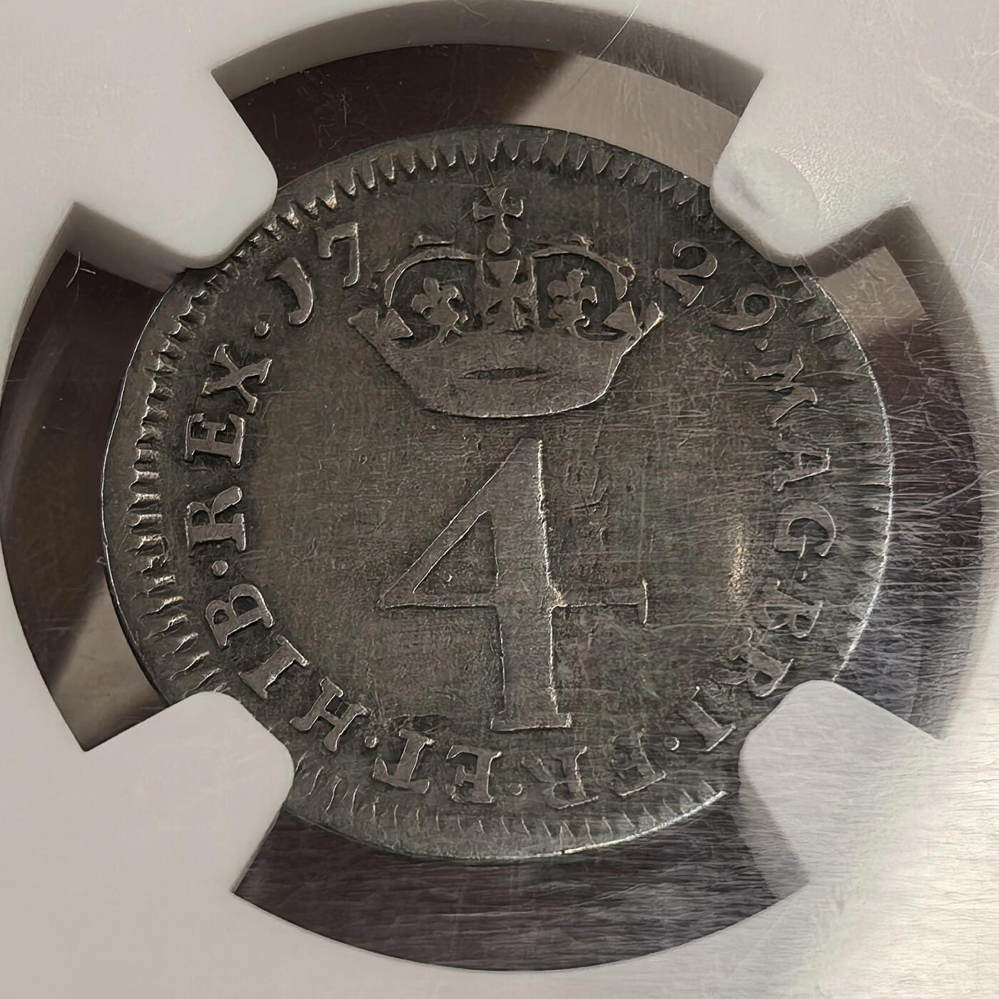 博洋堂世界钱币拍卖第151期（全场包邮） NGC VF20-AU58 英国1729年乔治二世濯足币4枚一套，非常少见，麦稀奇首拍