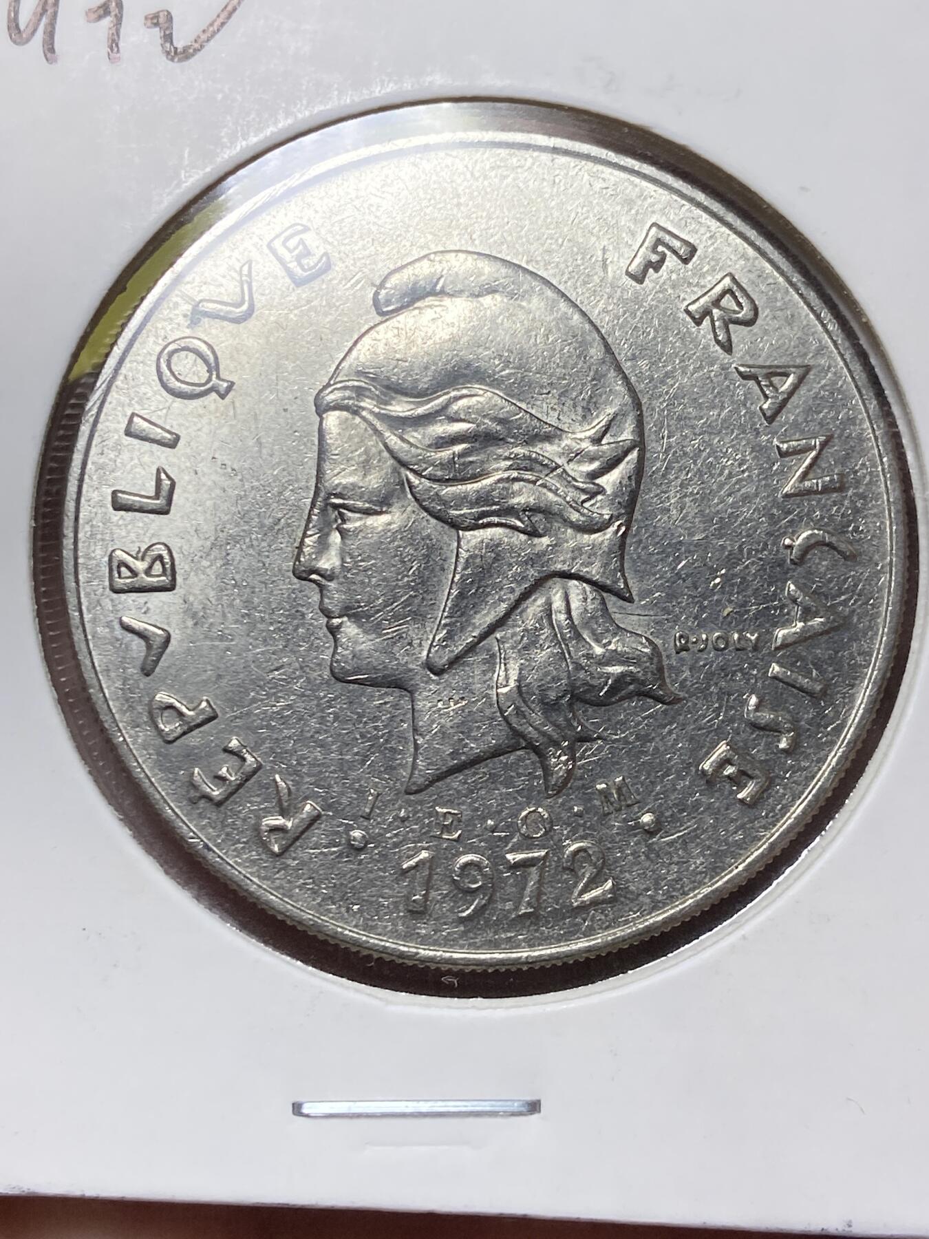 2025年第一百三十五场(总第一百六十一场）外国好品纸夹散币场(免佣金) 法属新喀里多尼亚🇳🇨1972年50法郎(第三套首发年，Owl–猫头鹰标)