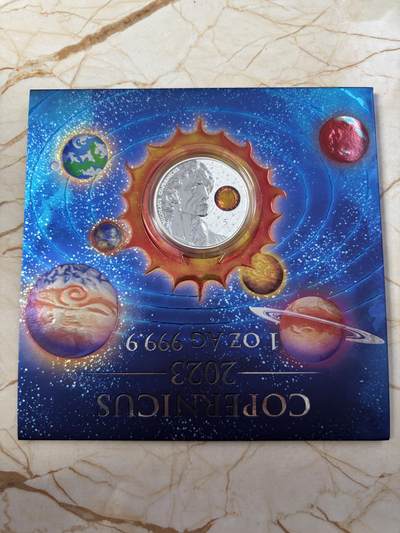 第185期拍卖 - 卡装马耳他2023年天文学家哥白尼诞辰550周年1盎司彩色银币，9999银，发行15000枚