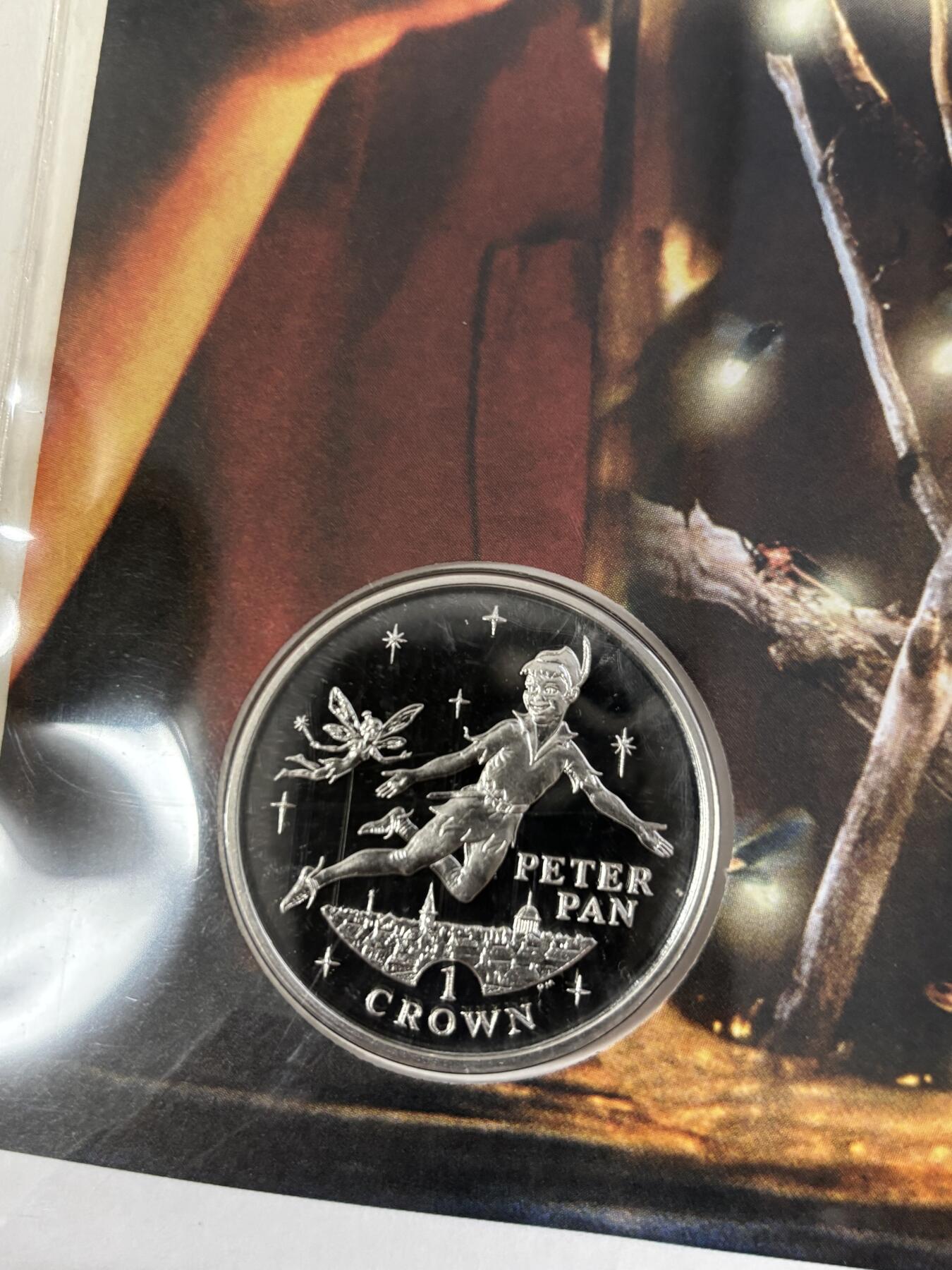 第185期拍卖 直布罗陀2002年《彼得·潘》小飞侠纪念银币首日封，925银，28.28克【银价378】