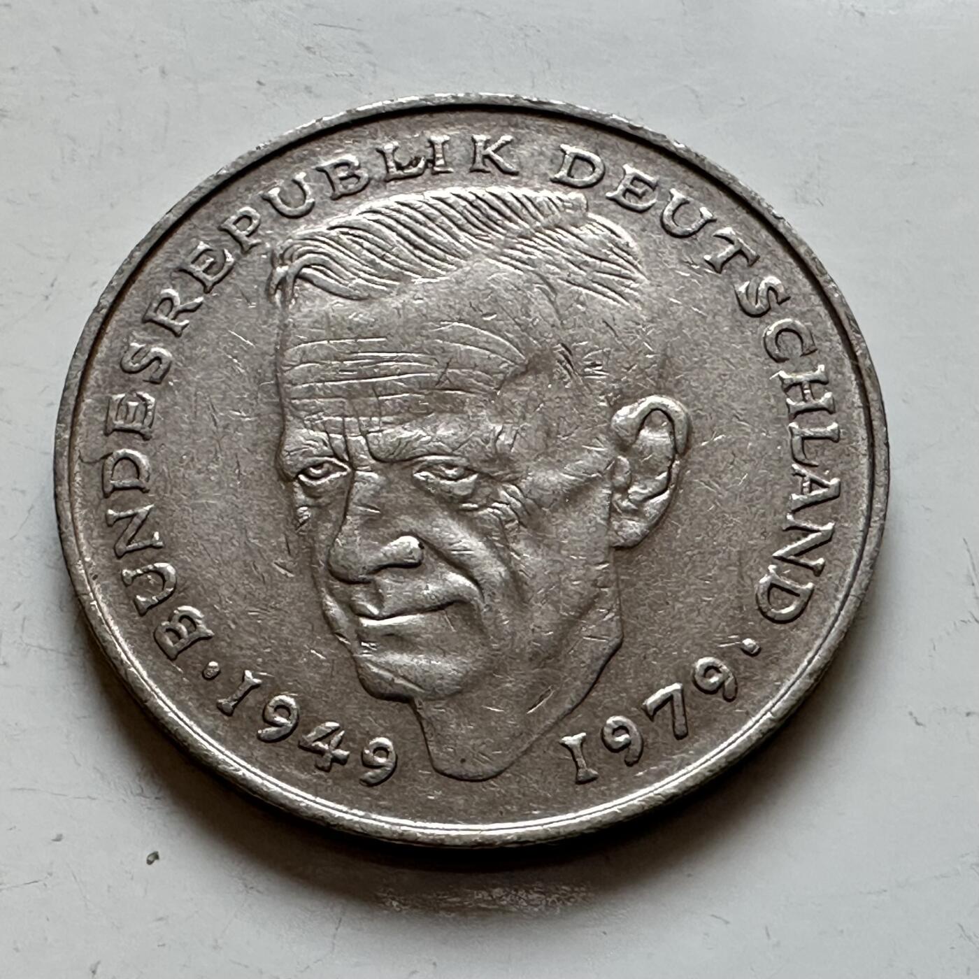 🌹外币初藏🌹🐯2025年第140场  每周二四六晚8️⃣点 接代拍 德国1980年F版 2马克 德国前总理舒马赫