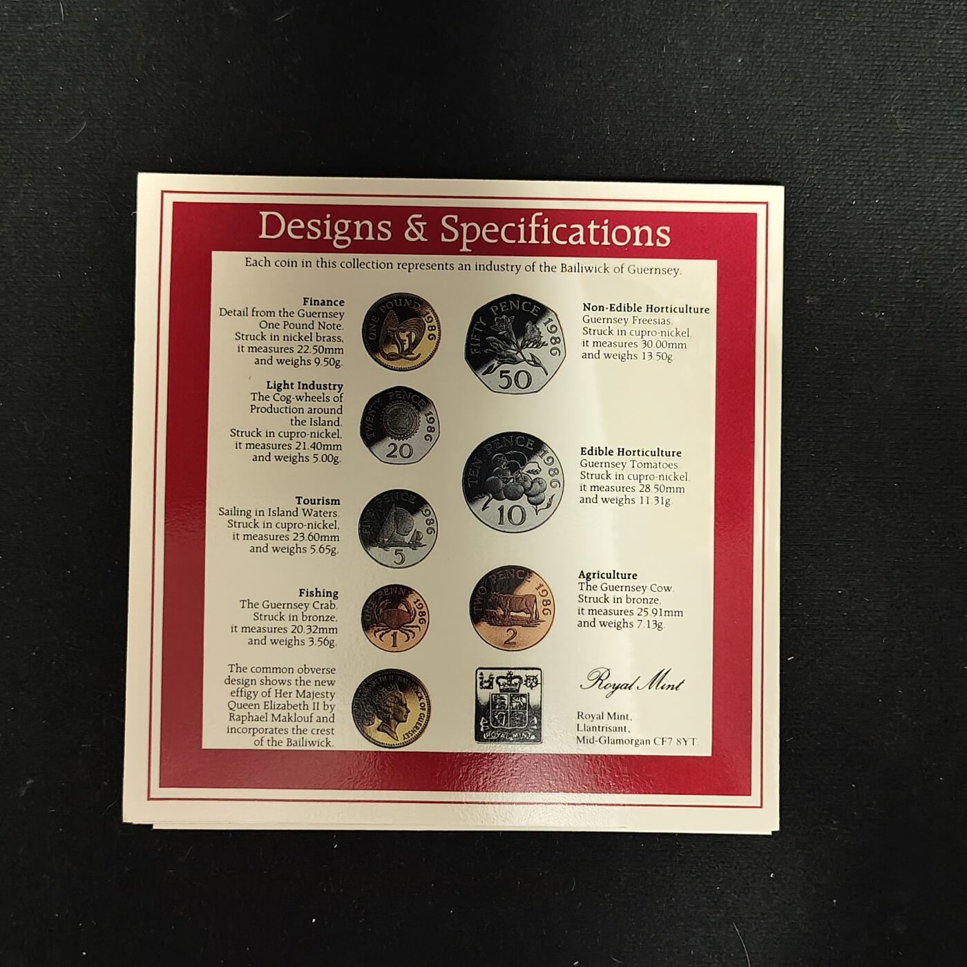 【全场包邮】纯粹捡漏拍485场（免费代拍第22场） 【少见】根西1986年皇家造币厂出品官方年度流通套币-量5000-MS3