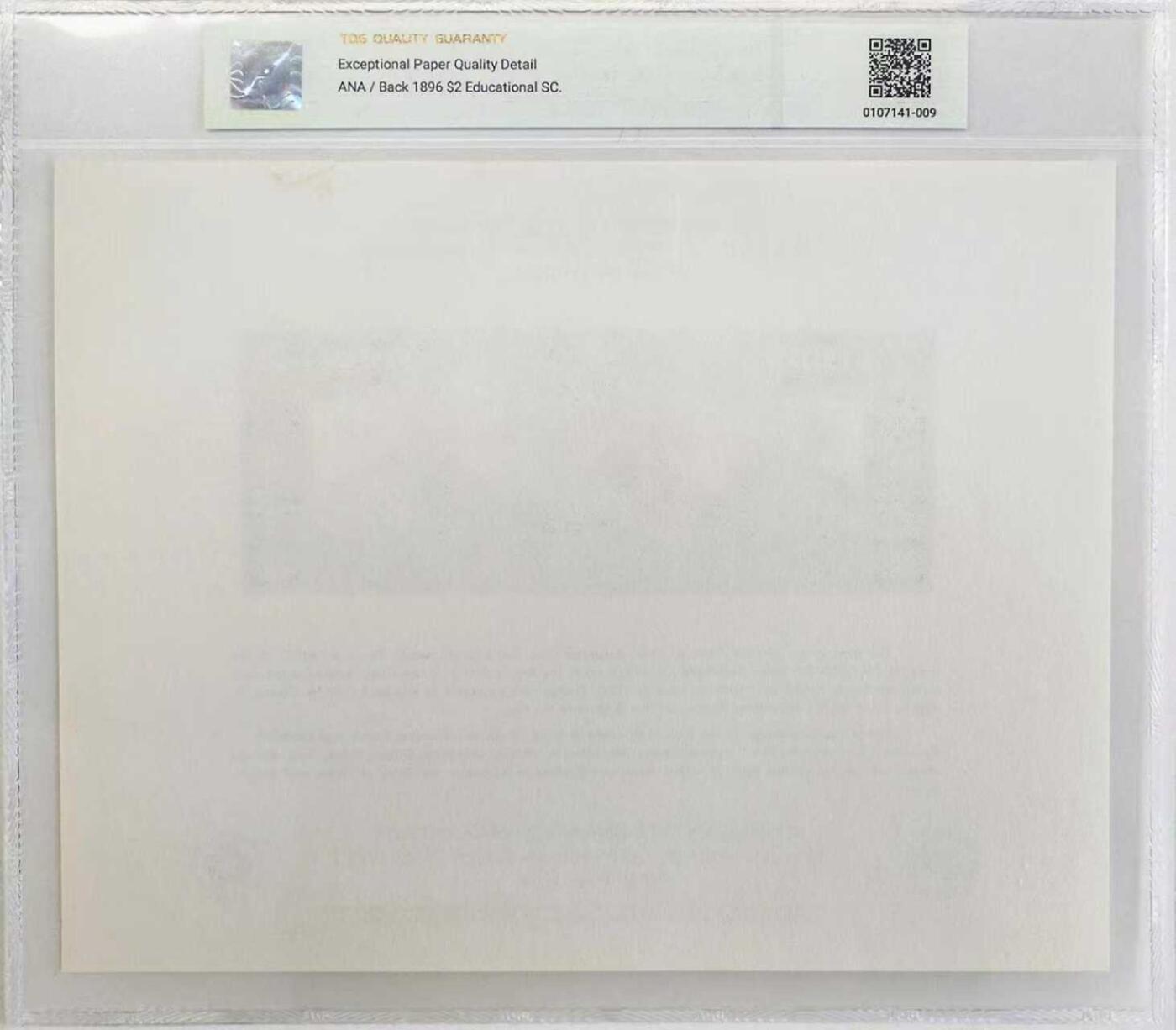 《外钞收藏家》第五百九十三期（精品场）（本平台长期征集拍品、欢迎藏友们联系合作） 1976年 美国铸印局（BEP）印制2美元教育银券雕刻版票样纪念卡 原版银券由美国联邦政府授权 1896 年财政部（United States Treasury）发行流通 该雕刻版票样纪念卡为百年原钞凹版母版印制（非普通平面印刷）并限量发行 