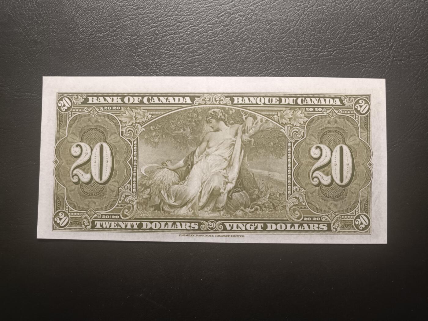 2025十二月第三期，总208期 加拿大1937版20元AUNC，乔治六世国王和农神，稀有中高面值品种