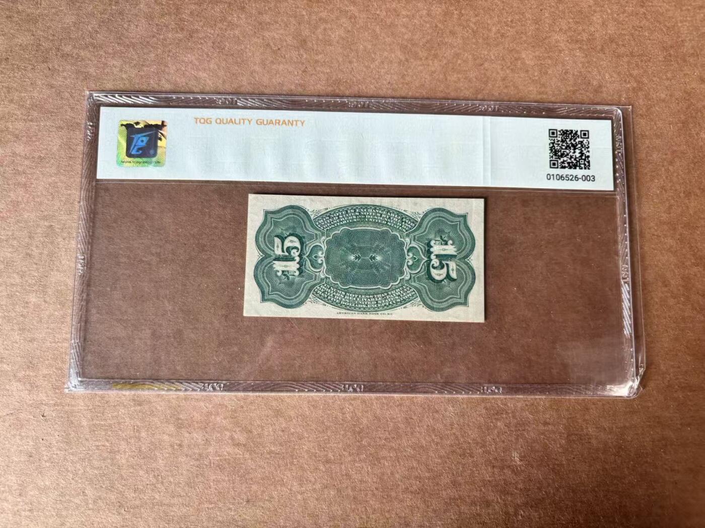 【Blue Auction】世界纸币精拍第761期——18级TOP拍卖/信誉/品质/专业/高效💫 美国 1863年15美分 大红库印 TQG58