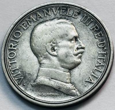 文馨钱币收藏第 285 场，【 长期接收代拍品】银币，评级币，散币场 - 极美品 1916 年意大利伊曼纽尔三世 2 里拉银币，835 高银，第一版关门年