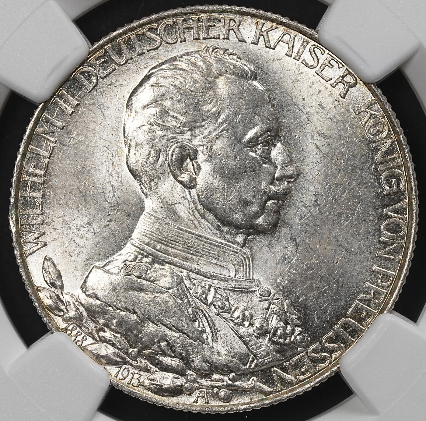 修遠堂世界钱币第九十七期 NGC MS63 1913年普鲁士威廉二世登基25周年纪念2马克银币