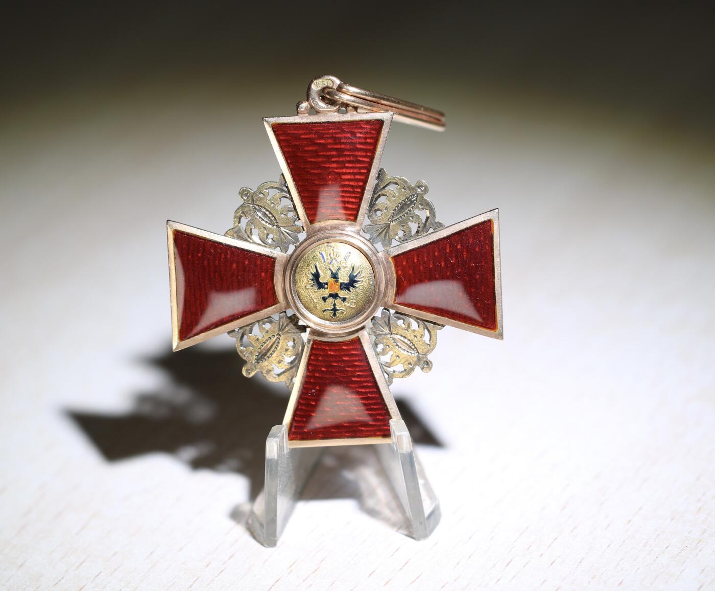 大猫徽章拍卖 第284期  俄罗斯帝国 二级 圣安娜勋章 14K金 非基督徒版 原盒 非原绶带