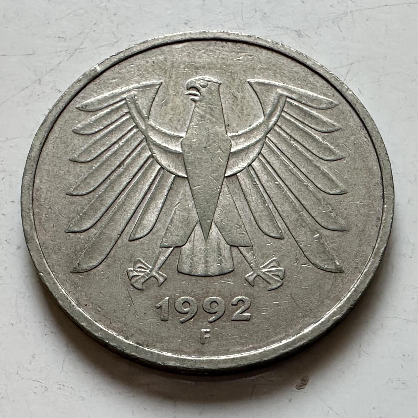 🌹外币初藏🌹🐯2025年第140场  每周二四六晚8️⃣点 接代拍 德国1992年F版5马克