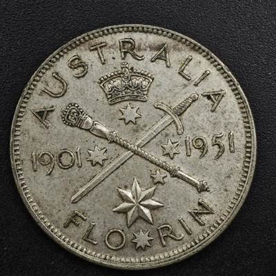 【淘币小摊】实时拍第八百二十五拍   散币场   满百包邮可预留二周 每周一统一发货   - 澳大利亚1951年乔治六世弗洛林银币