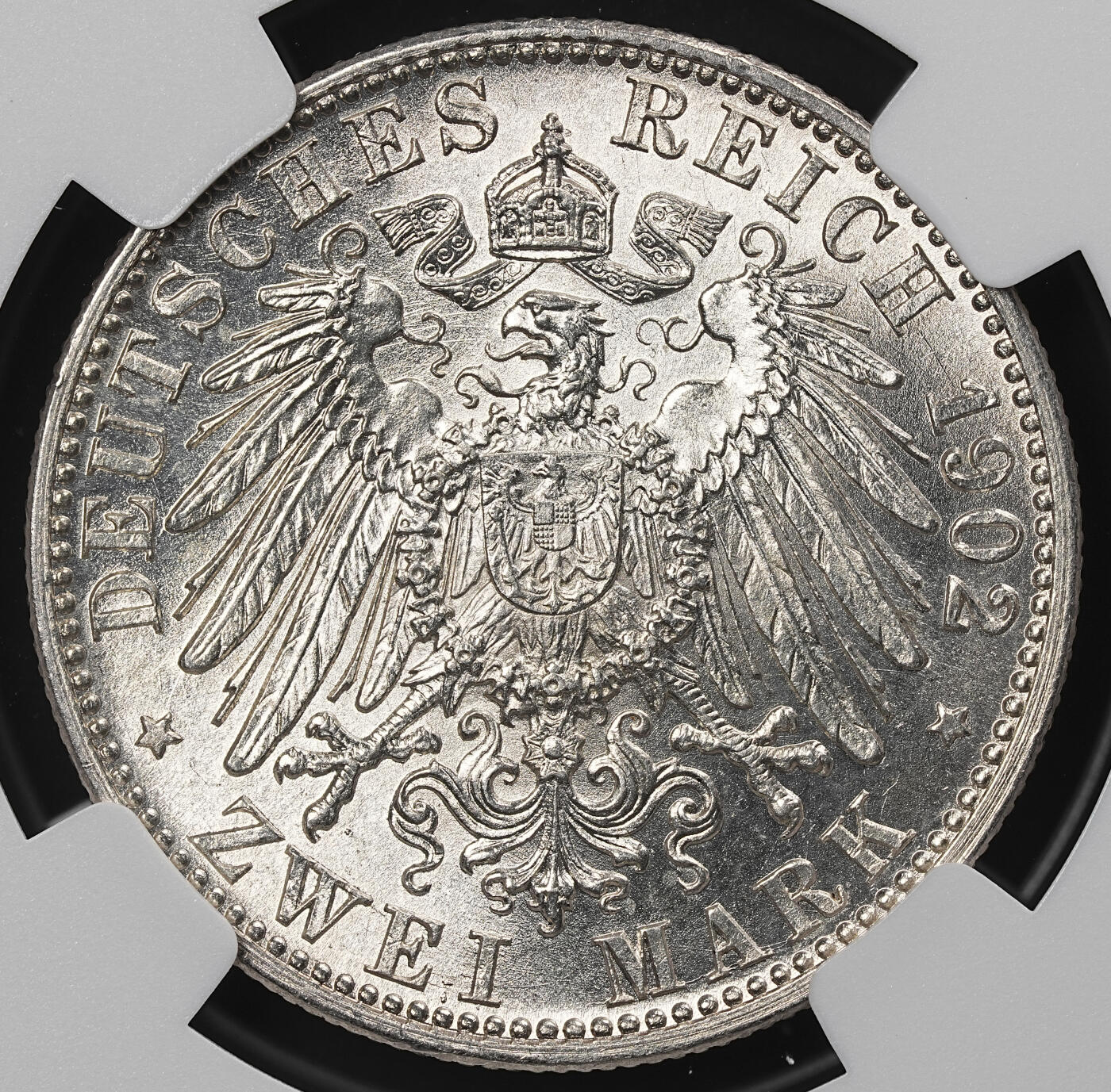 修遠堂世界钱币第九十七期 NGC MS62 1902年巴登国王登基50周年纪念2马克银币