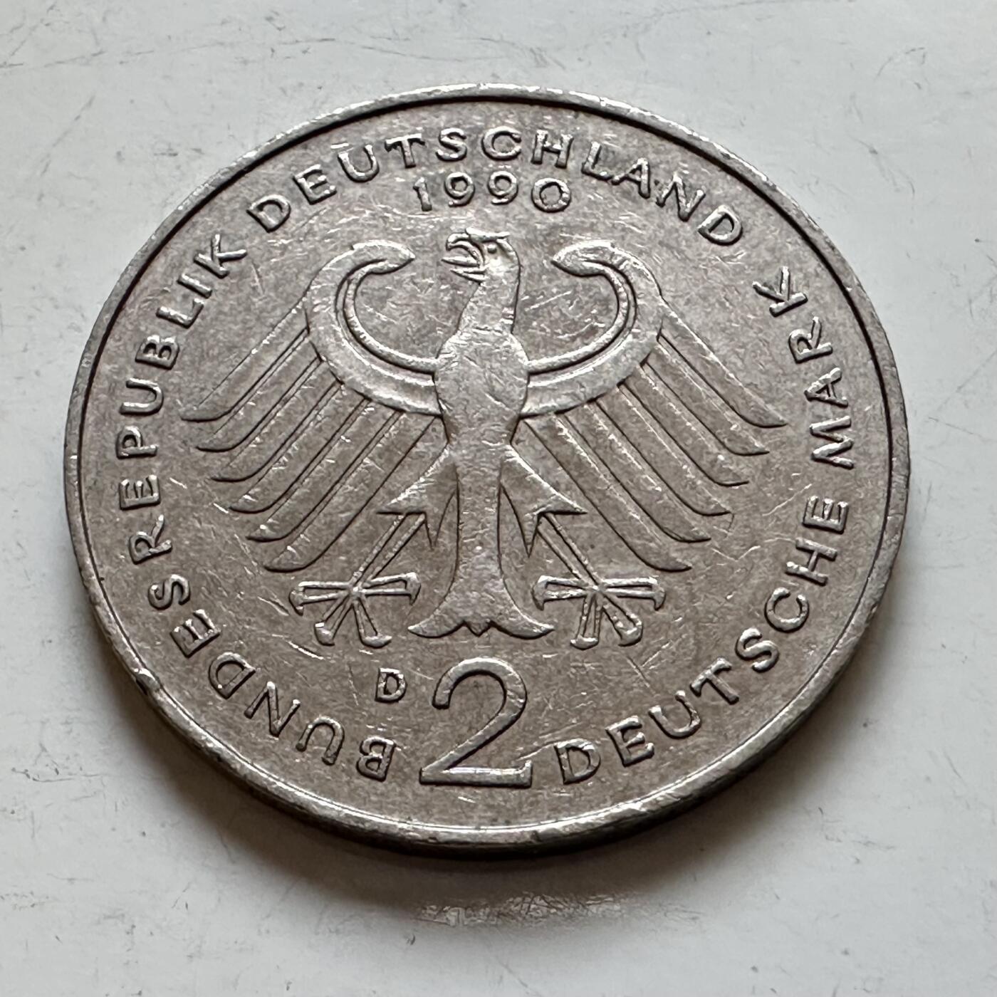 🌹外币初藏🌹🐯2025年第140场  每周二四六晚8️⃣点 接代拍 德国1990年D版 2马克 舒马赫