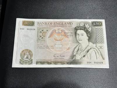 《外钞收藏家》第五百九十三期（精品场）（本平台长期征集拍品、欢迎藏友们联系合作） - 英国D序列50镑 AU/UNC-