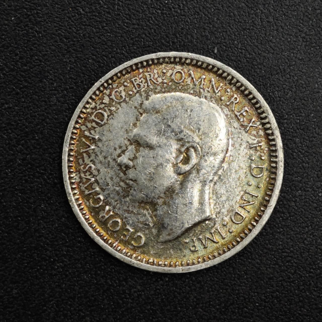 【淘币小摊】实时拍第八百二十五拍   散币场   满百包邮可预留二周 每周一统一发货   澳大利亚1943年乔治六世3便士银币