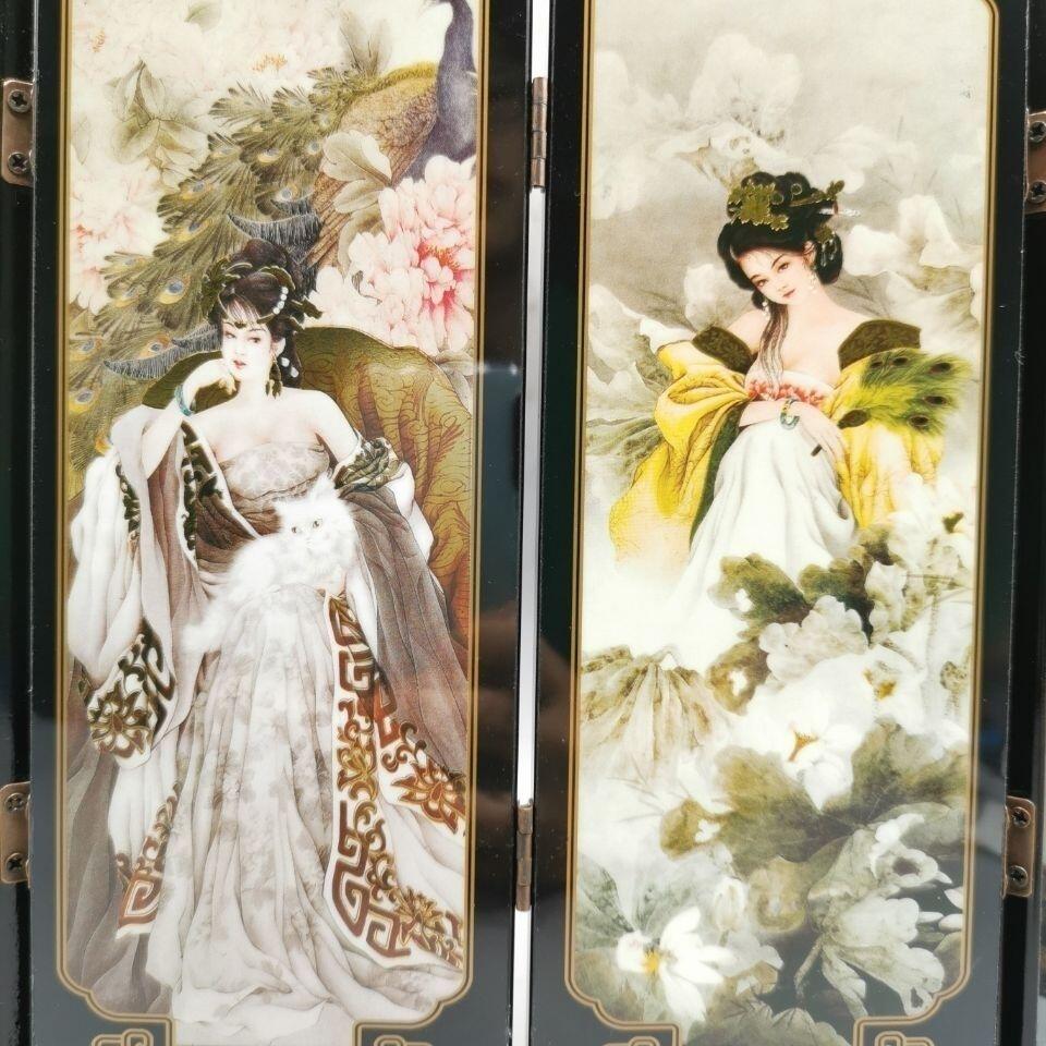 听雨轩（39） [古代仕女图]仿古漆器小屏风 折叠木制