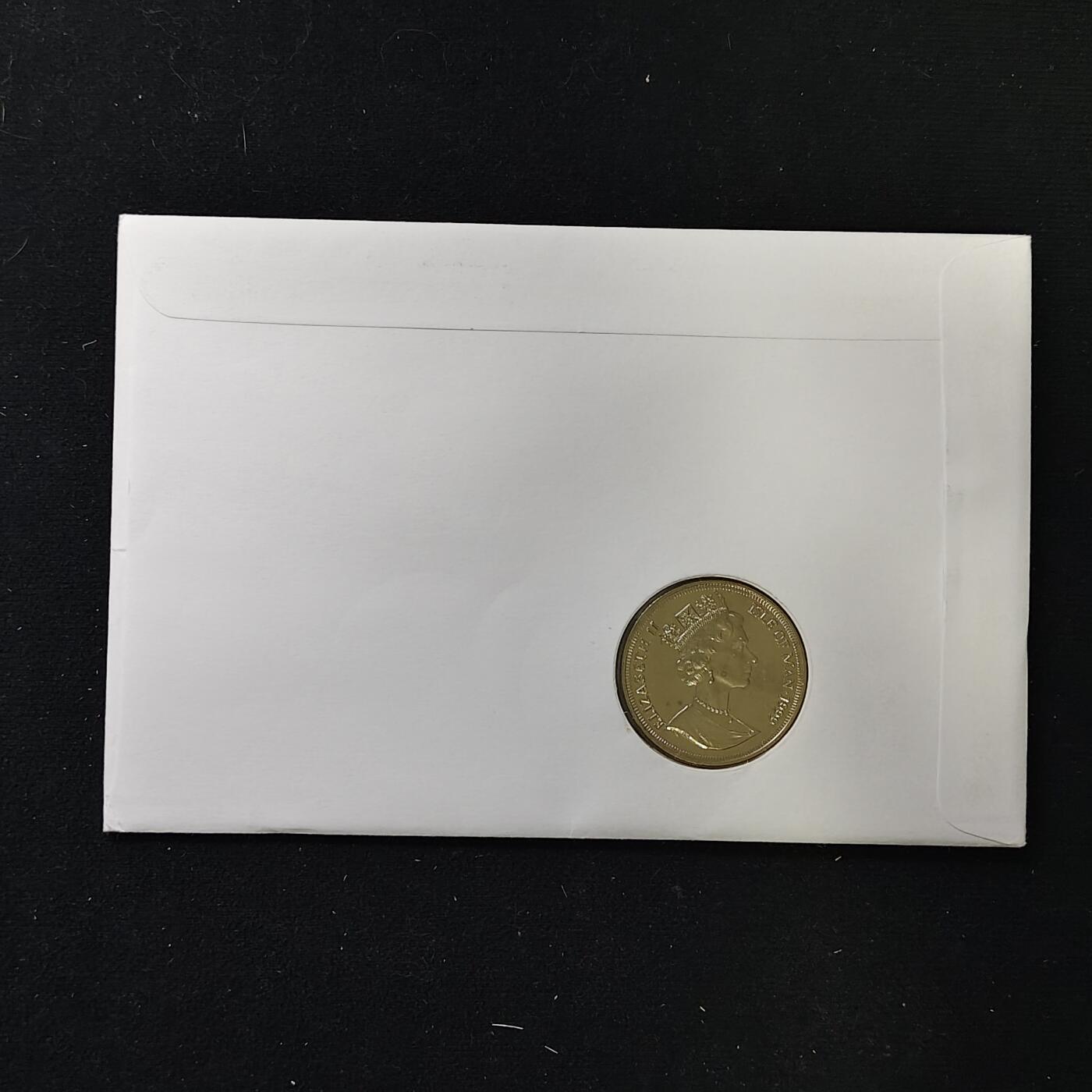 【全场包邮】纯粹捡漏拍485场（免费代拍第22场） 【邮币封】马恩岛1999年1克朗女王母亲伊丽莎白皇太后人生中的重要时刻系列婚礼克朗型纪念币邮币封