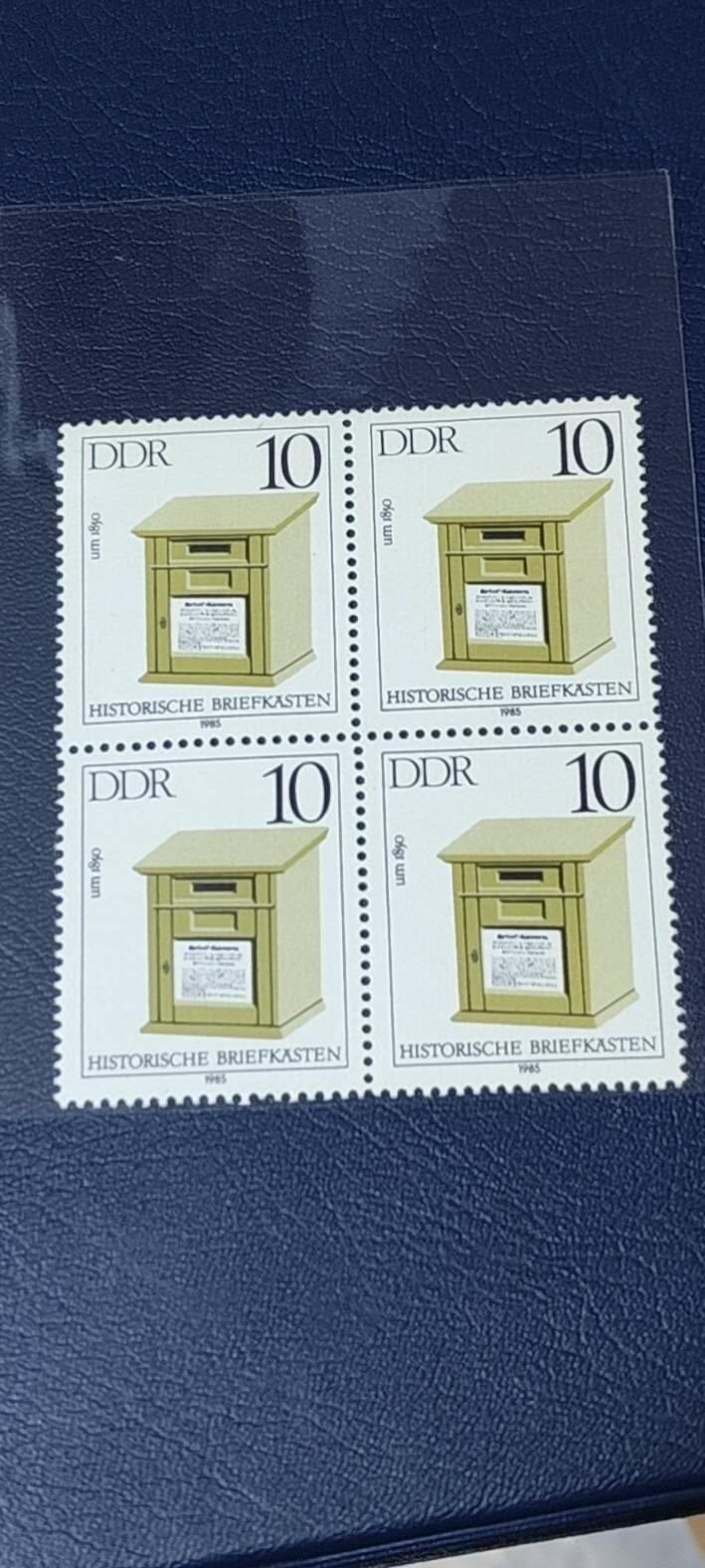 德国邮票专场，都是四方联 德国邮票四方联，1985年发行， 老式邮筒。品相如图