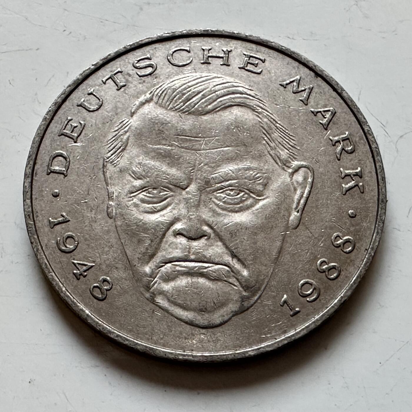 🌹外币初藏🌹🐯2025年第140场  每周二四六晚8️⃣点 接代拍 德国1989年F版 2马克 艾哈德