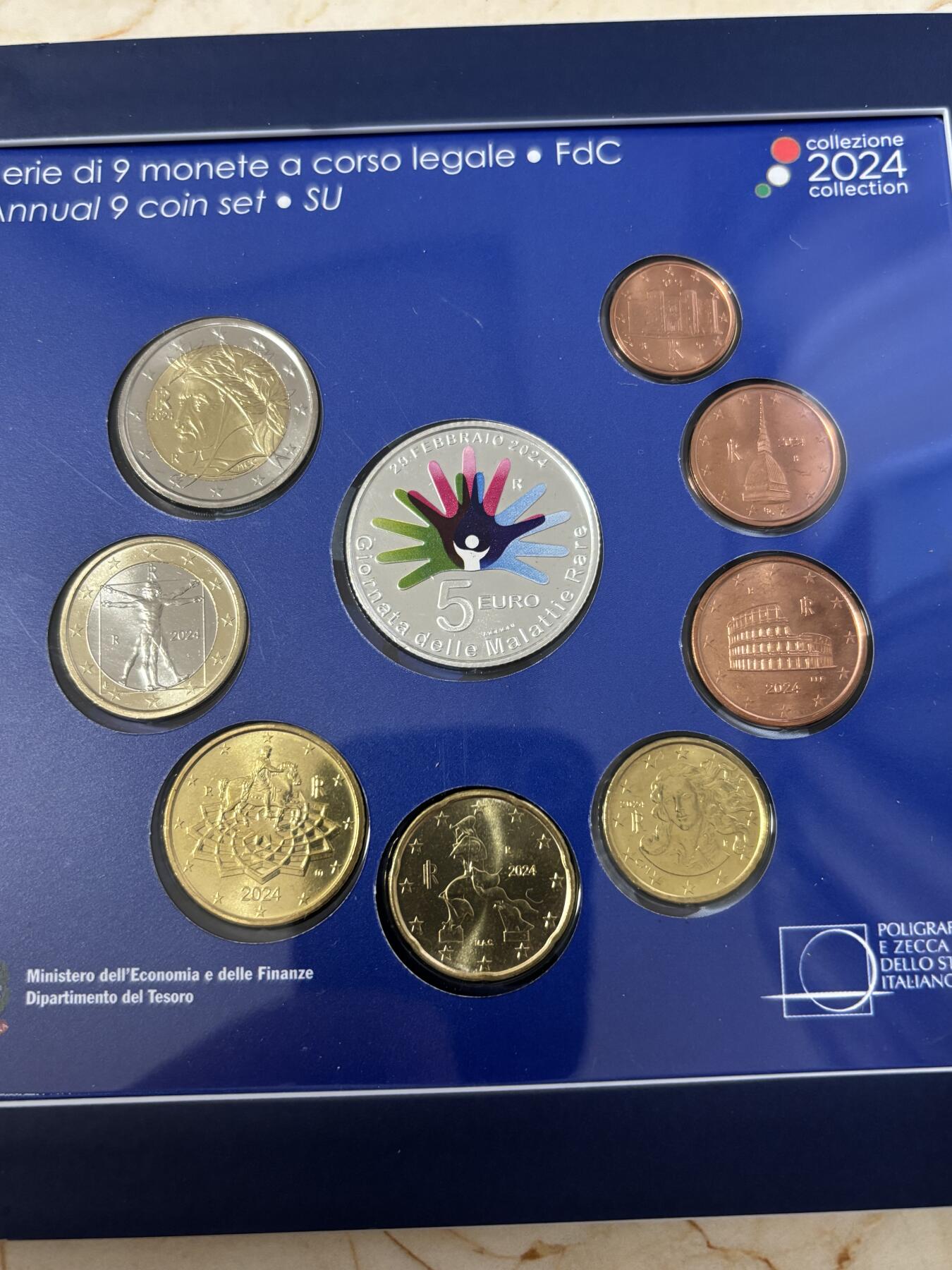 第185期拍卖 意大利2024年罕见病联合基金会25周年套币含银币，925银，18克