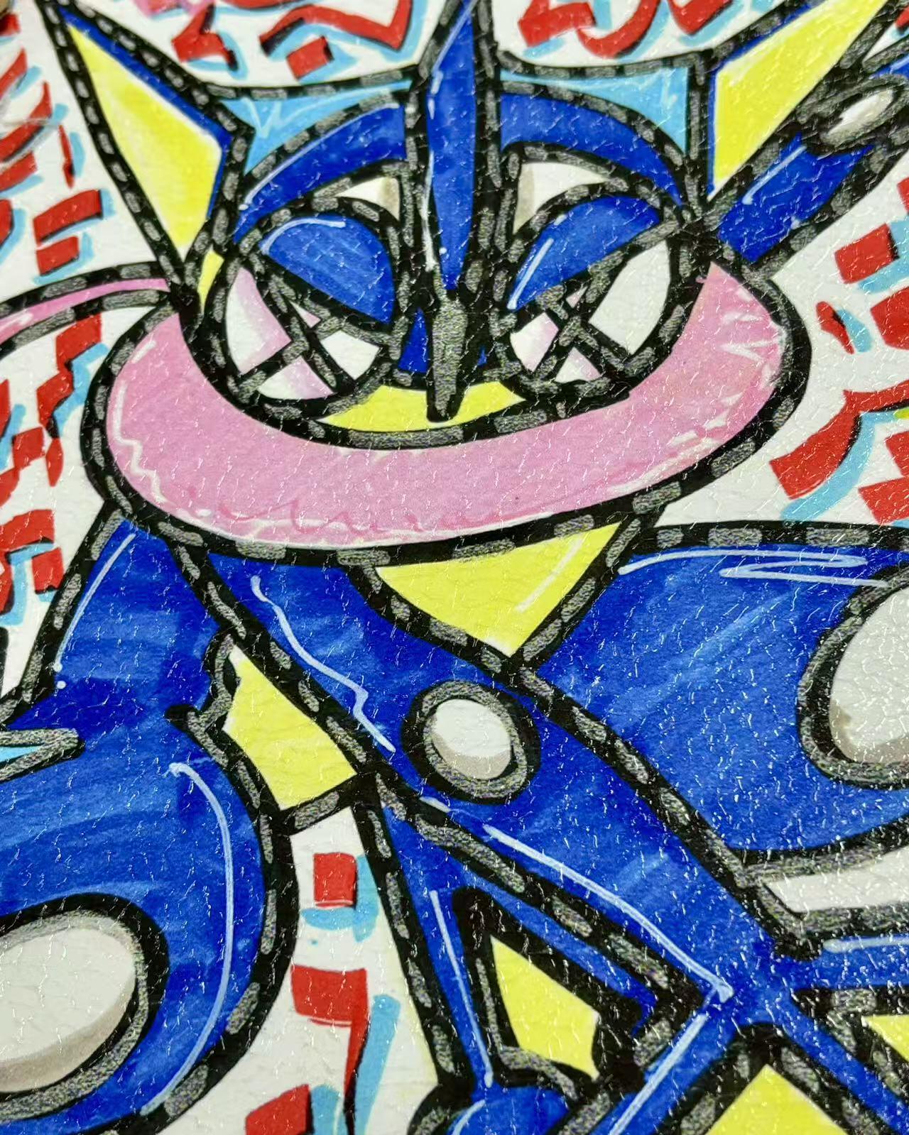 零元拍：歪歪 OWSON 系列作品装饰肌理画《宝可梦-甲贺忍蛙》，相框尺寸35/35CM。因展品出展，镜框可能有轻微划痕，介意勿拍