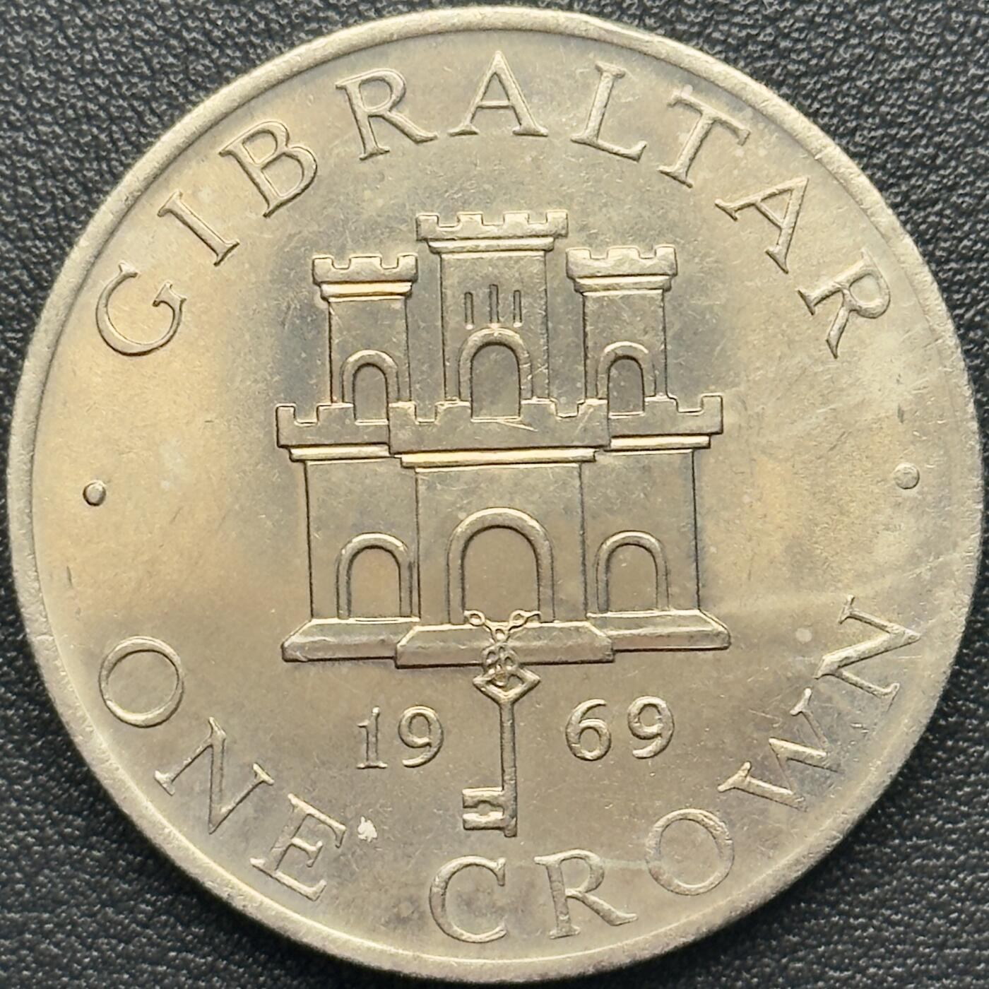 ＜小葵钱铺＞第67期·克朗币·银币场·满200包邮，不寄存·12月15日发货 直布罗陀1969年城堡和钥匙1克朗纪念币