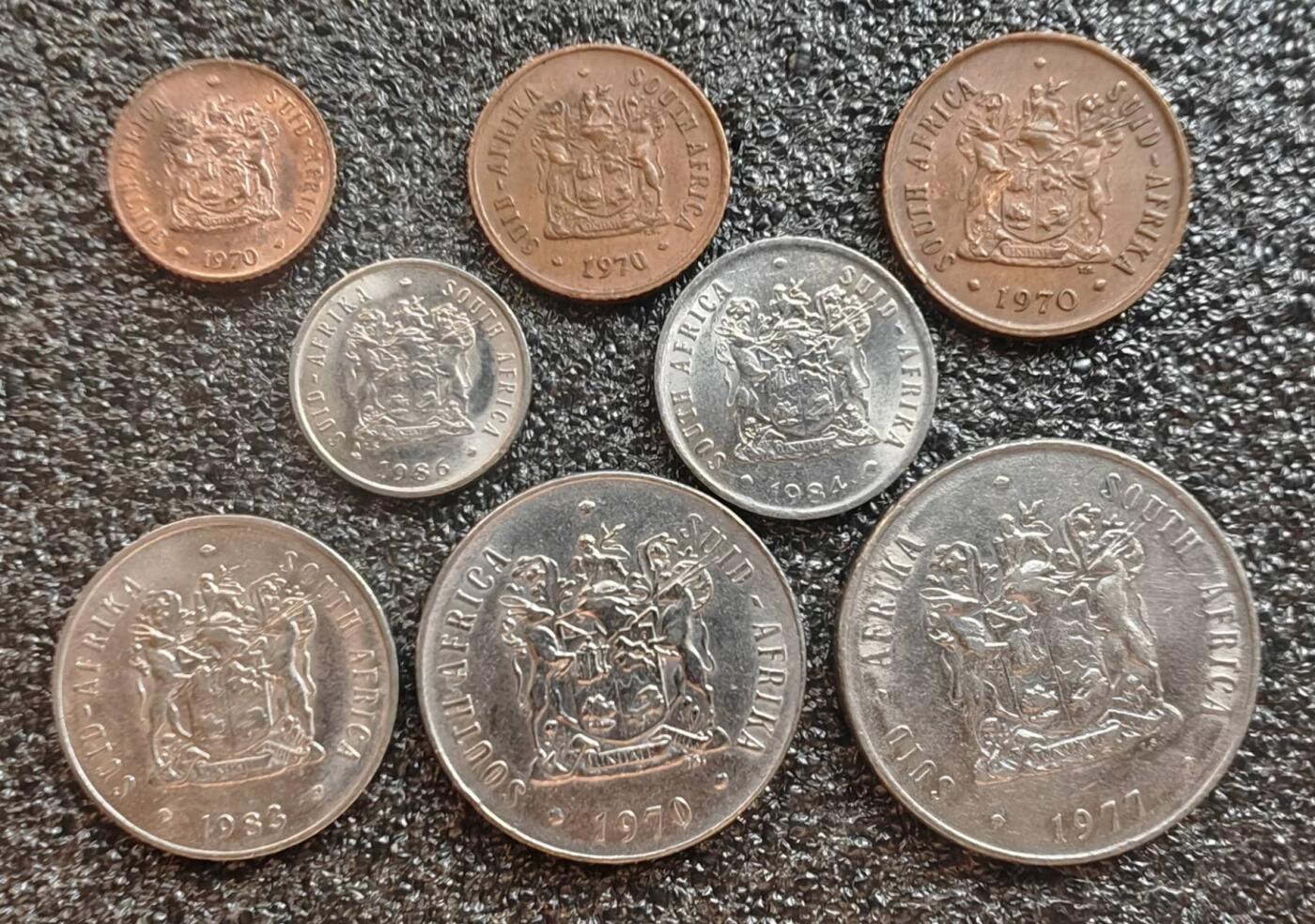 南非硬币 1970-1986年1/2分-1兰特8枚套