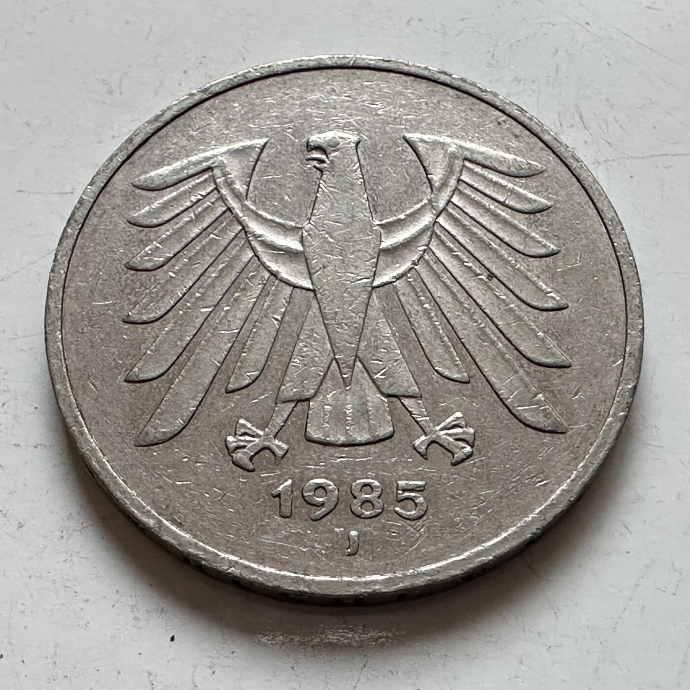 🌹外币初藏🌹🐯2025年第140场  每周二四六晚8️⃣点 接代拍 德国1985年J版5马克