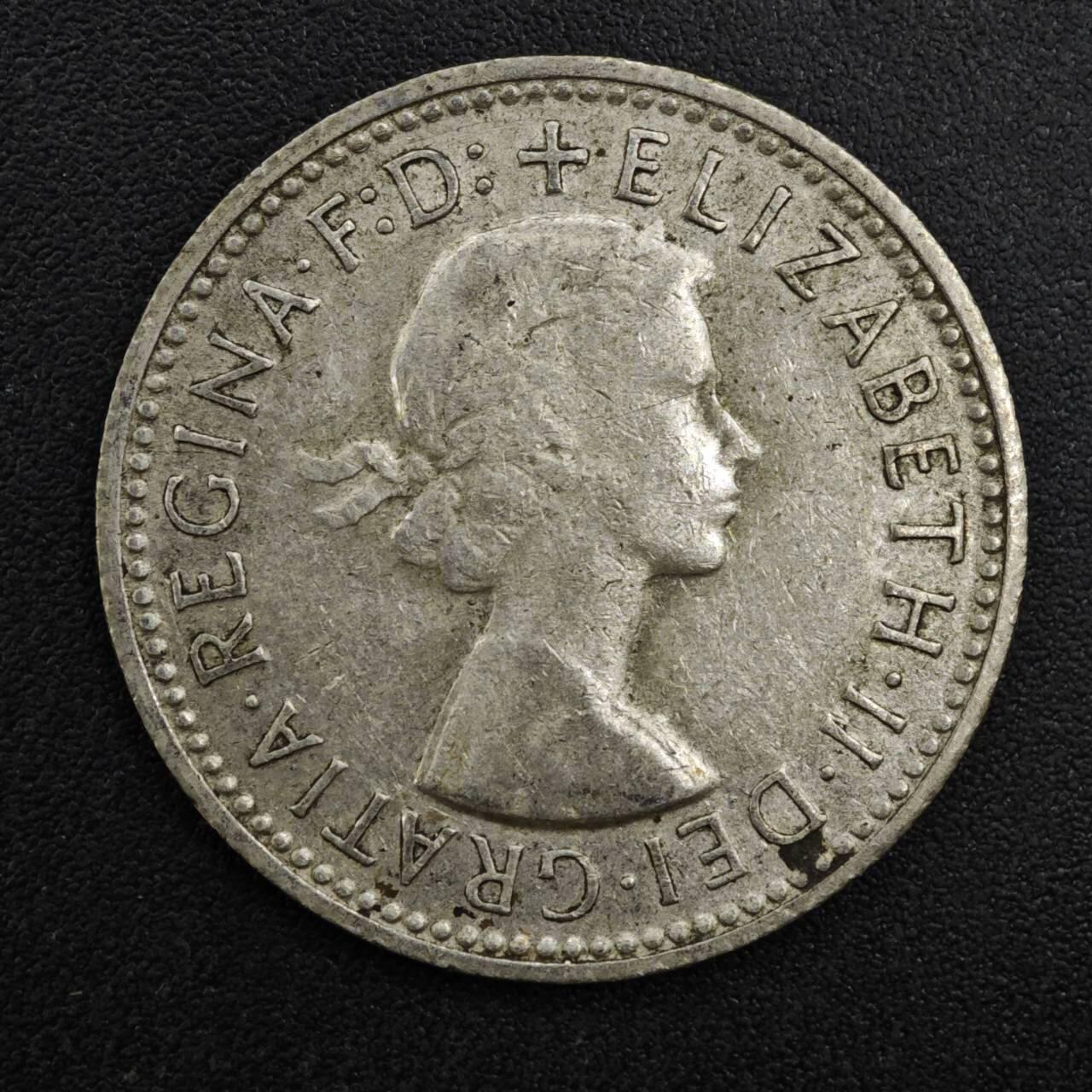 【淘币小摊】实时拍第八百二十五拍   散币场   满百包邮可预留二周 每周一统一发货   澳大利亚1960年伊丽莎白二世一先令银币