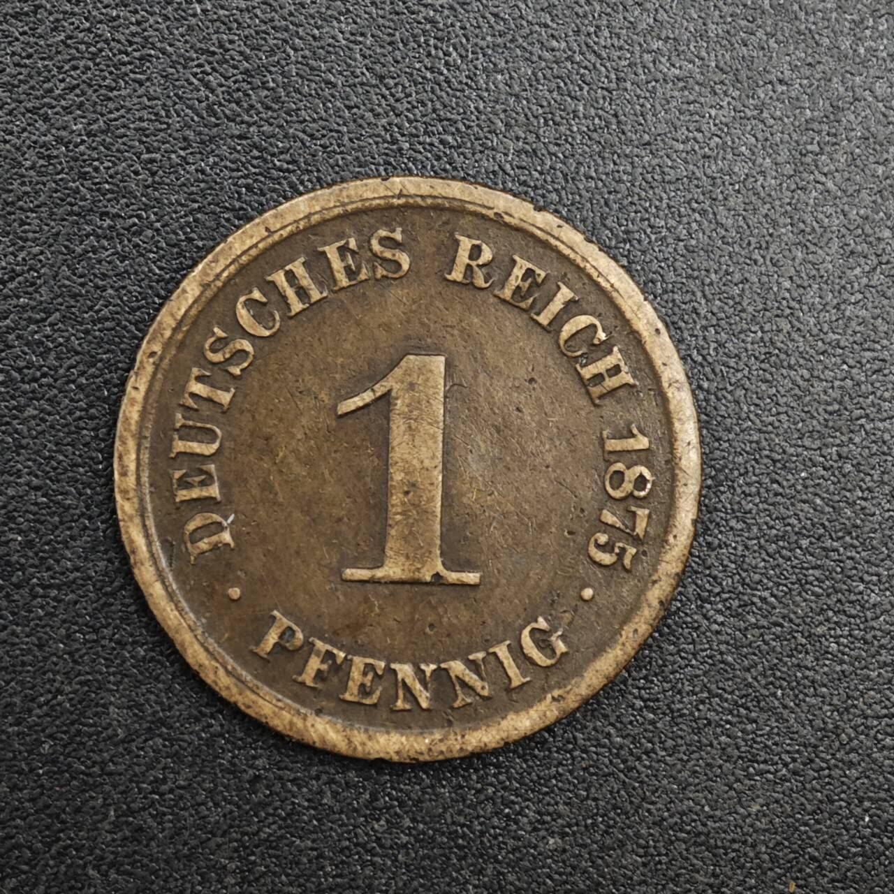 【淘币小摊】实时拍第八百二十五拍   散币场   满百包邮可预留二周 每周一统一发货   德国1875年1芬妮铜币