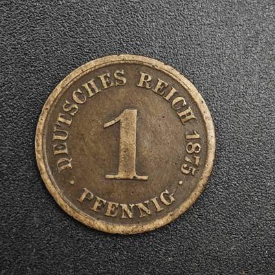 【淘币小摊】实时拍第八百二十五拍   散币场   满百包邮可预留二周 每周一统一发货   - 德国1875年1芬妮铜币